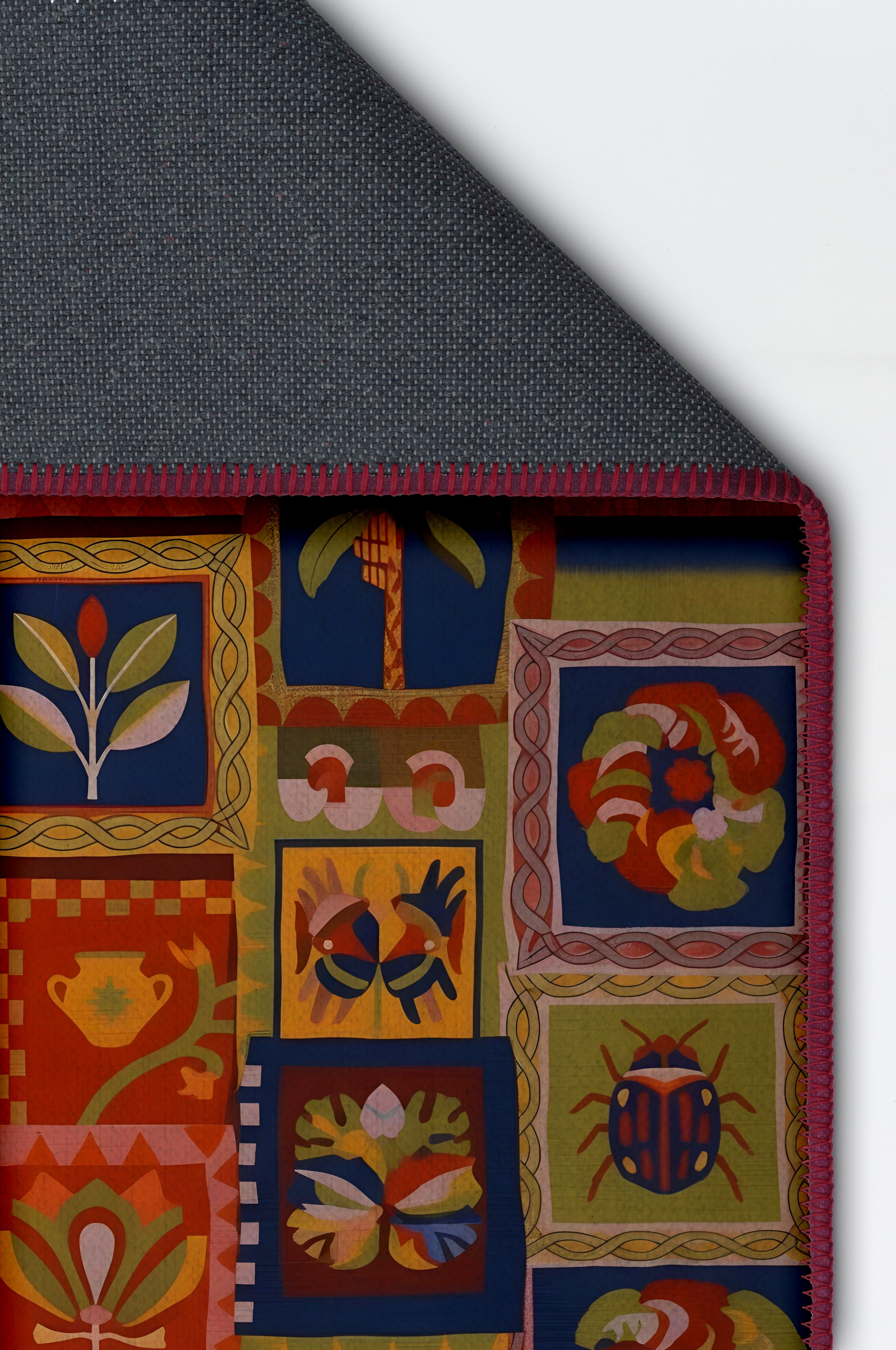 Arte HD041 Hayvan ve Çiçek Figürlü Modern Renkli Dekoratif Dokuma Halı