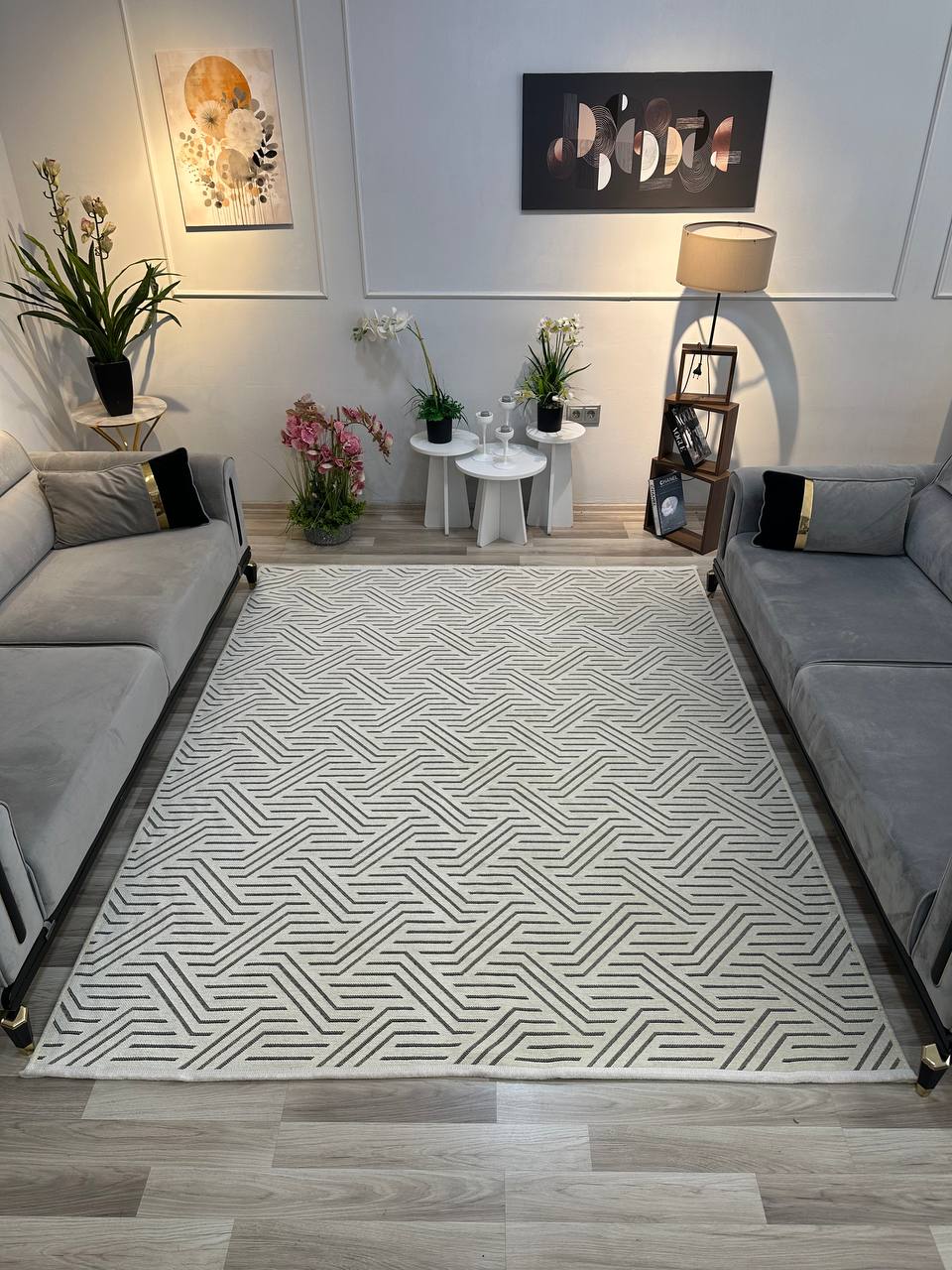 ŞÖNİL PERLA KREM Kaymaz Taban İskandinav Desenli Salon Koridor Mutfak Şönil Kilim Dokuma Halı-KP