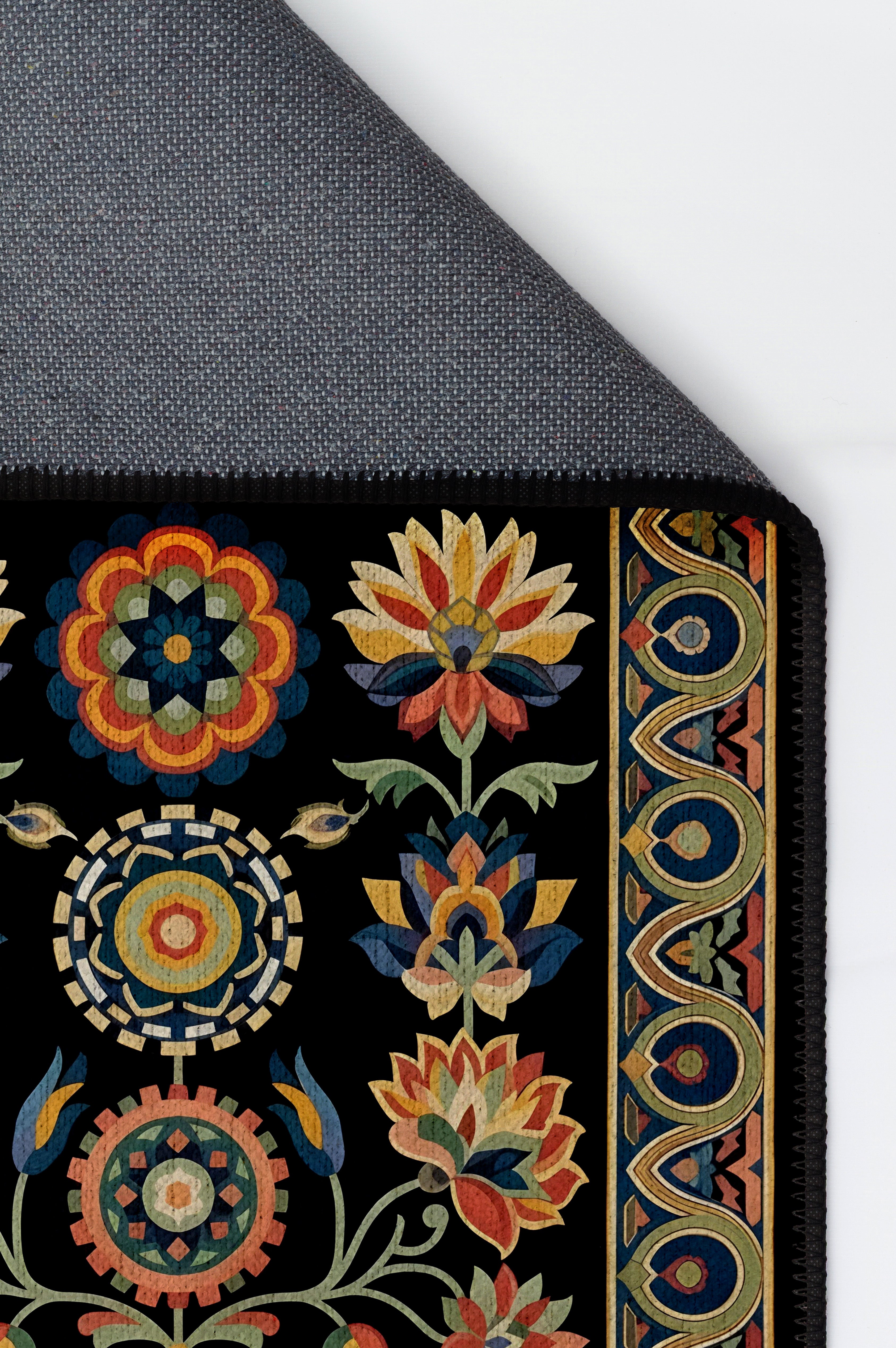 Arte HD037 Klasik Çiçek Desenli Renkli Dekoratif Dokuma Halı