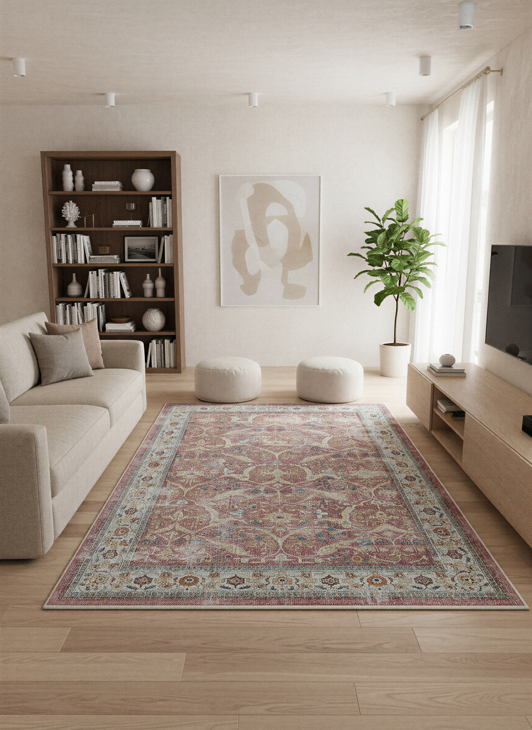 Arte VN007 Vintage Klasik Desenli Dekoratif Şönil Halı