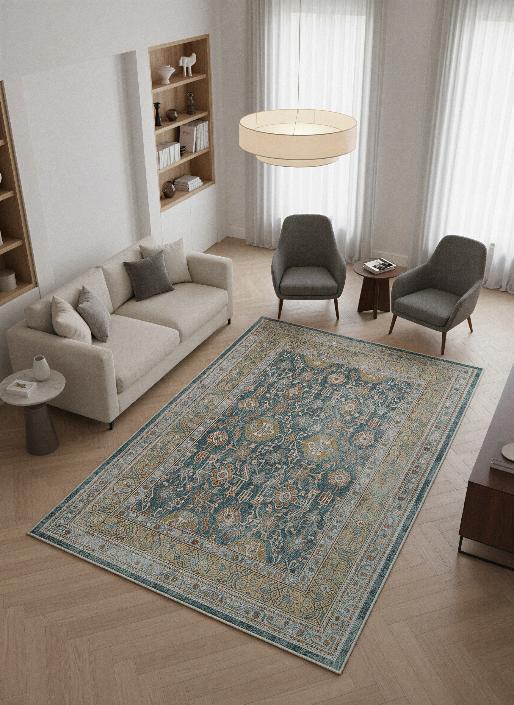 Arte VN008-1 Vintage Klasik Desenli Dekoratif Şönil Halı