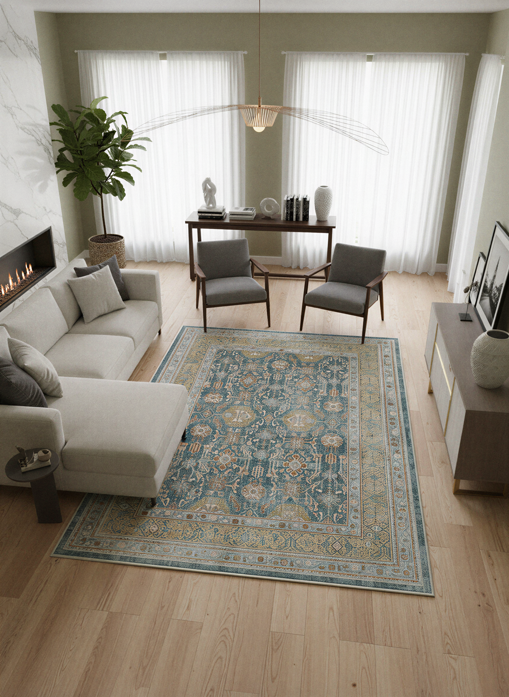 Arte VN008-1 Vintage Klasik Desenli Dekoratif Şönil Halı