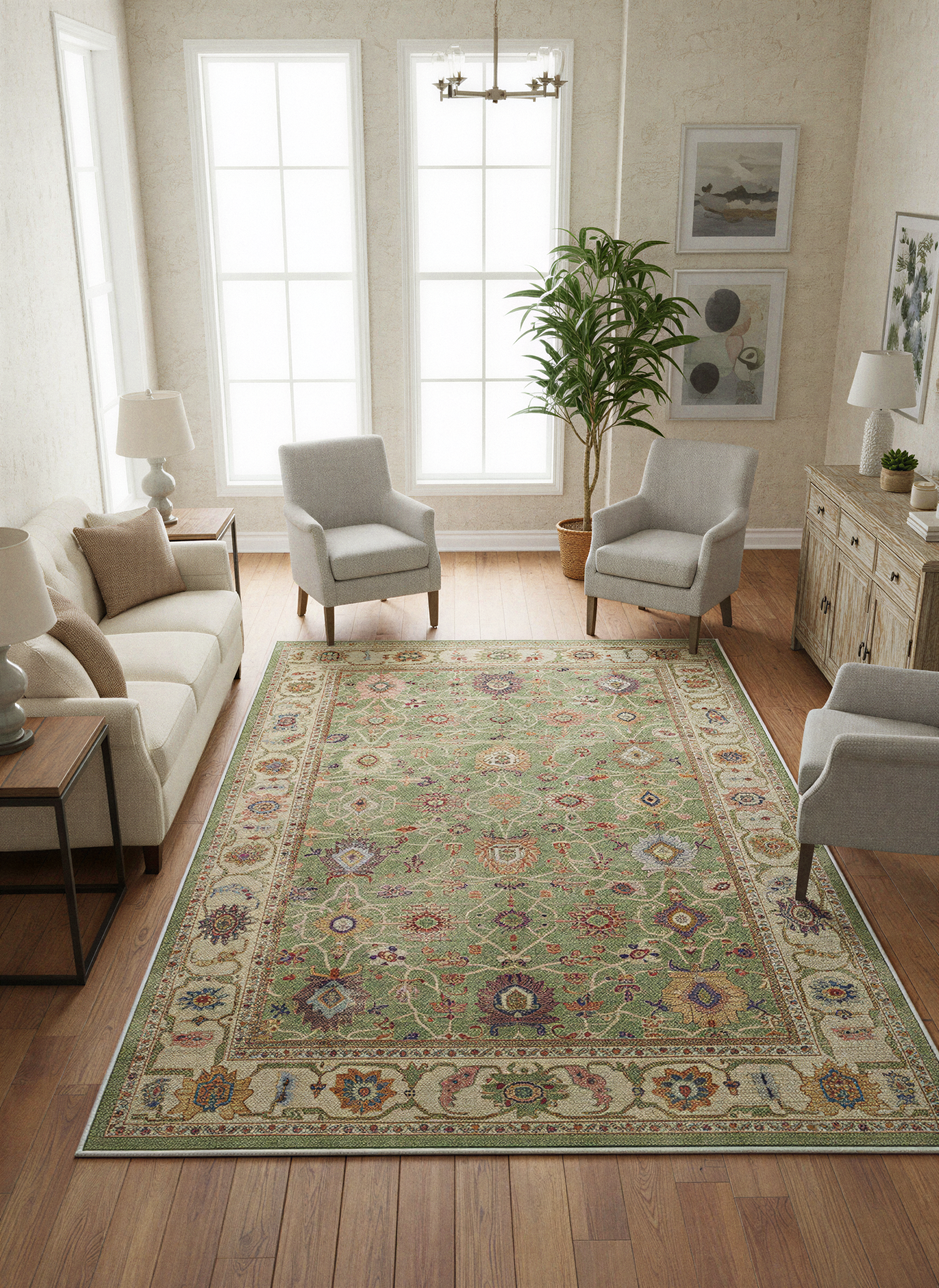 Arte VN009 Vintage Klasik Desenli Dekoratif Şönil Halı