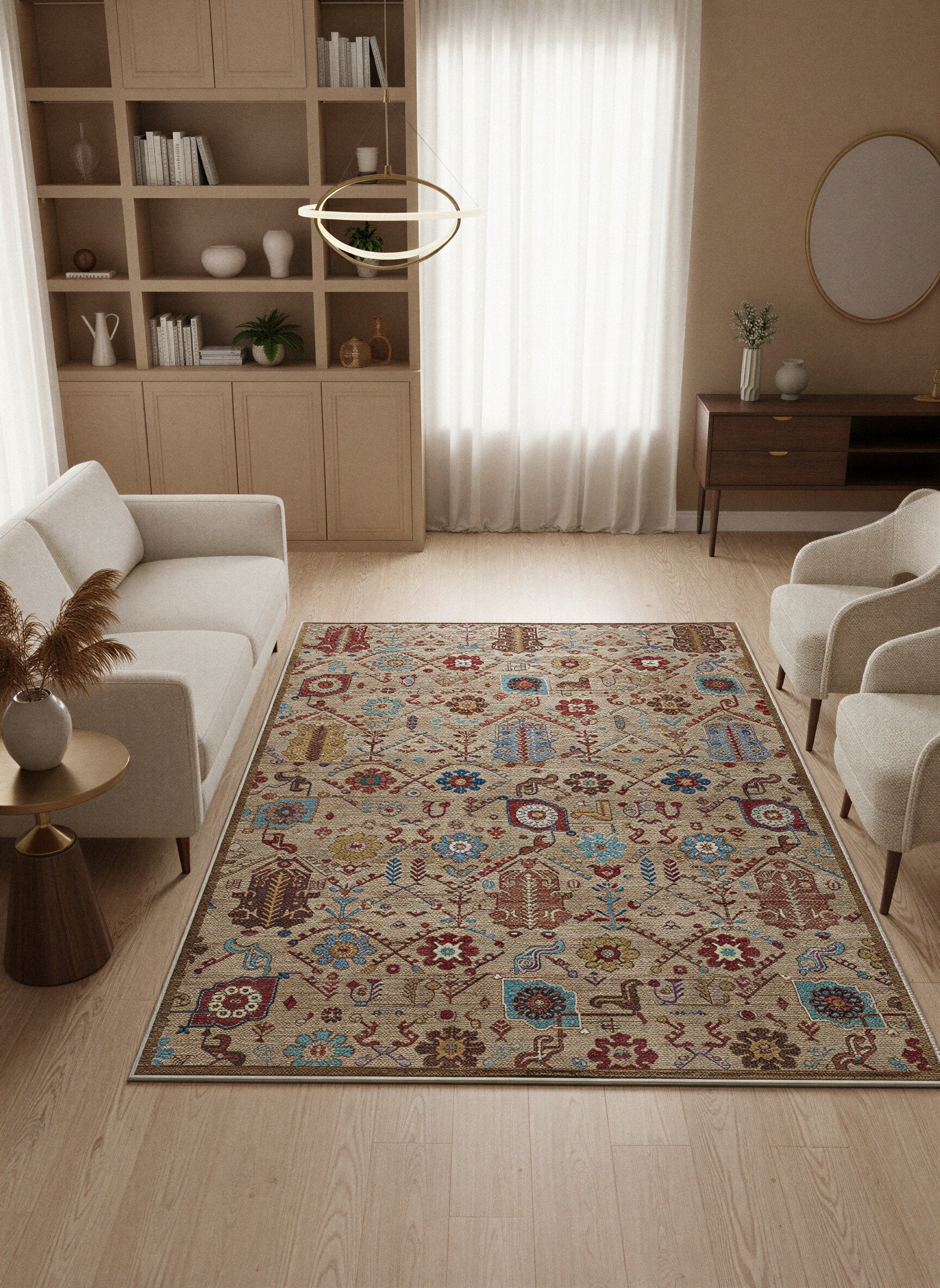 Arte VN010-2 Vintage Klasik Desenli Dekoratif Şönil Halı