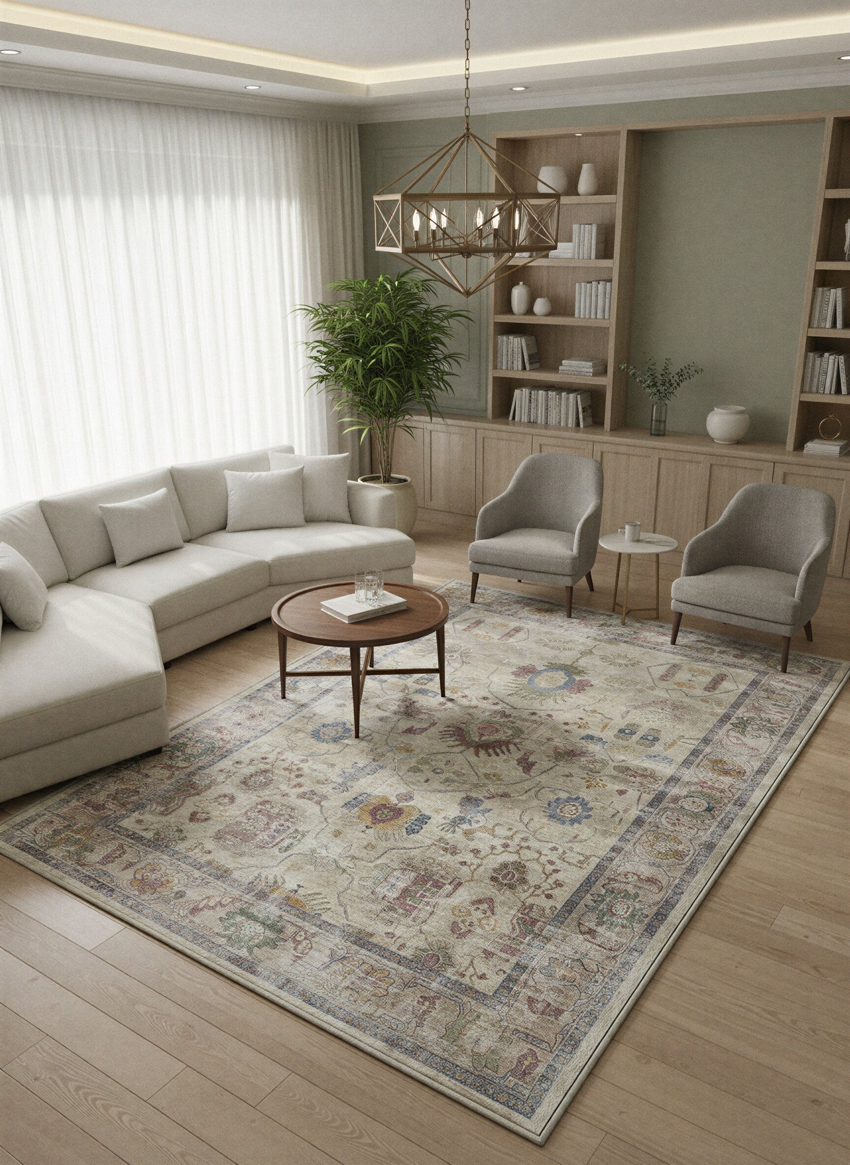 Arte VN011 Vintage Klasik Desenli Dekoratif Şönil Halı