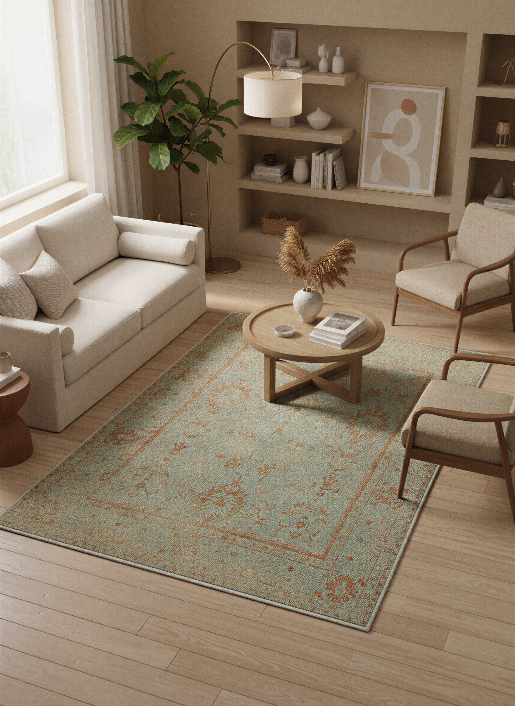 Arte VN025 Vintage Klasik Desenli Dekoratif Şönil Halı