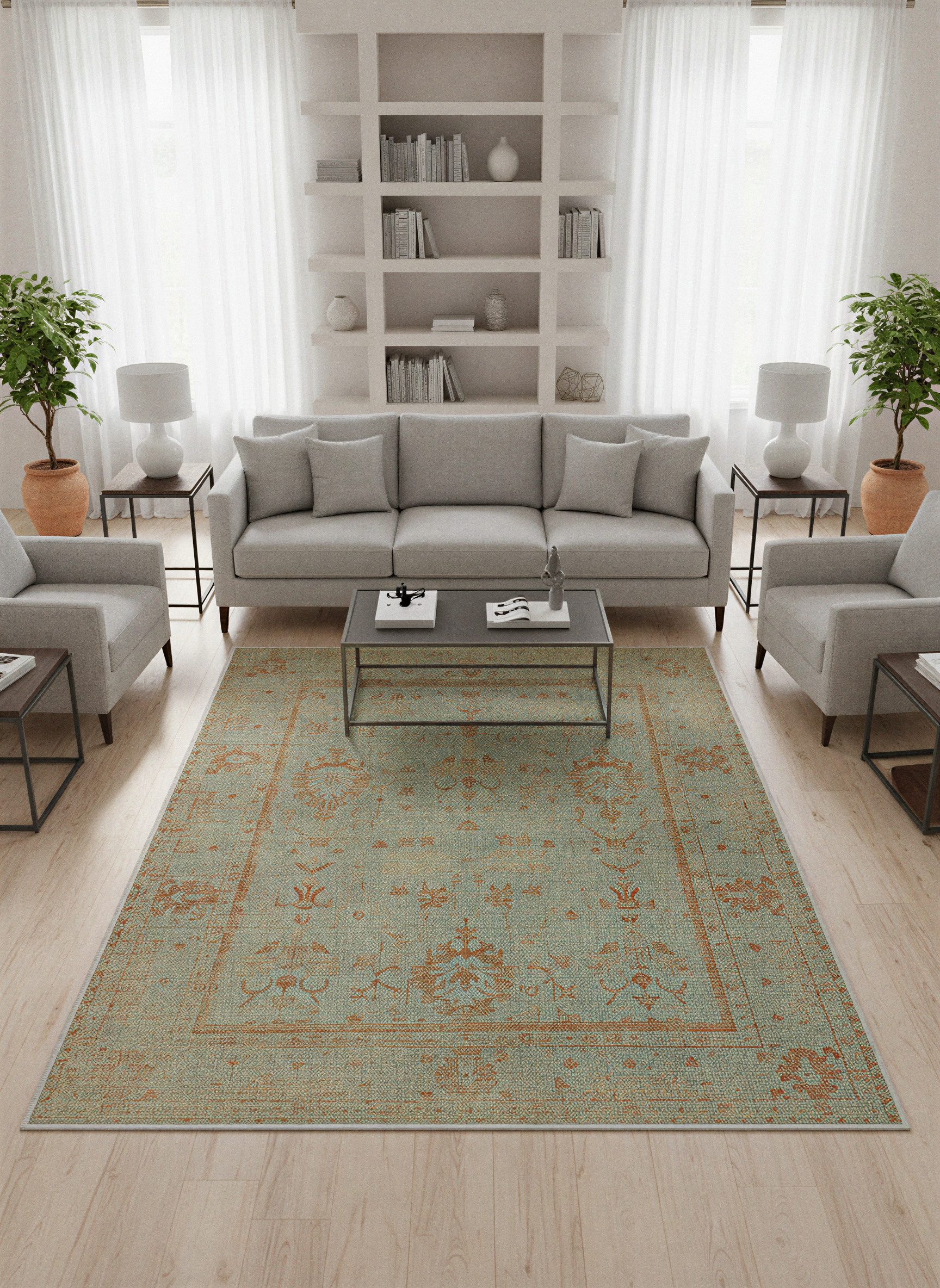 Arte VN025 Vintage Klasik Desenli Dekoratif Şönil Halı