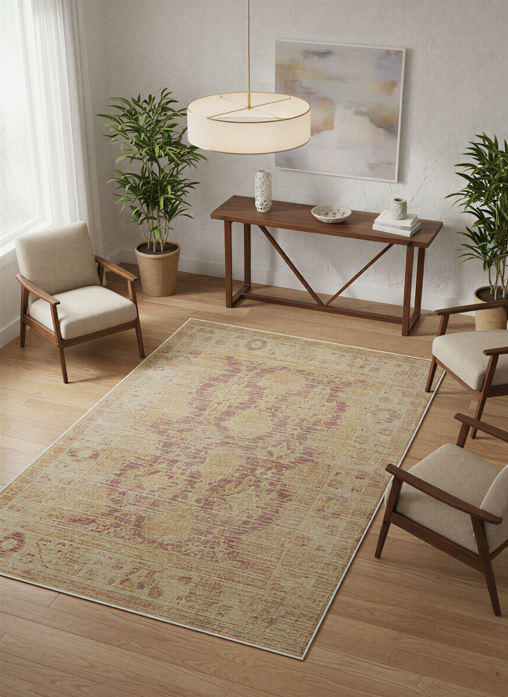 Arte VN031 Vintage Klasik Desenli Dekoratif Şönil Halı