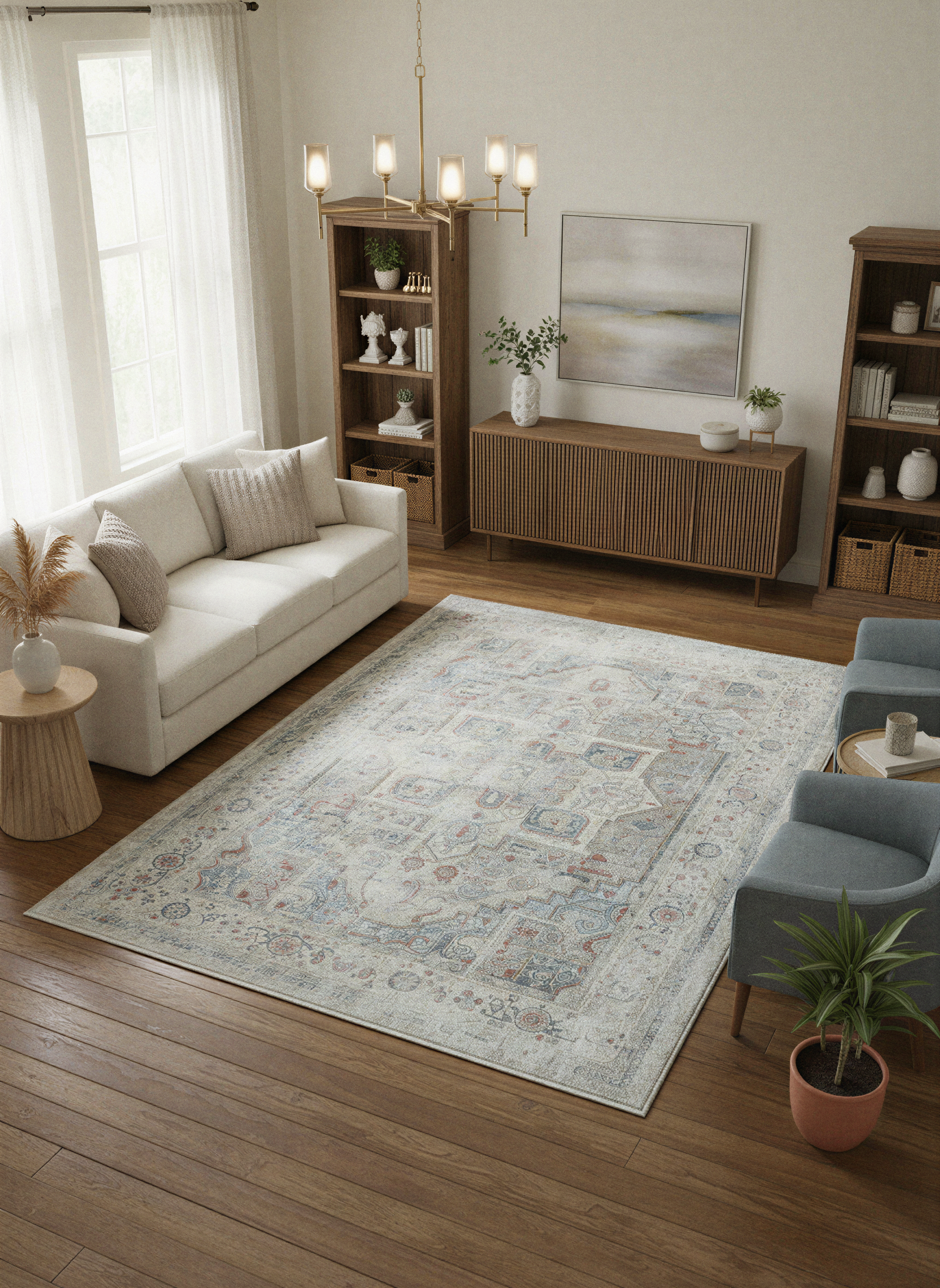 Arte VN033-3 Vintage Klasik Desenli Dekoratif Şönil Halı