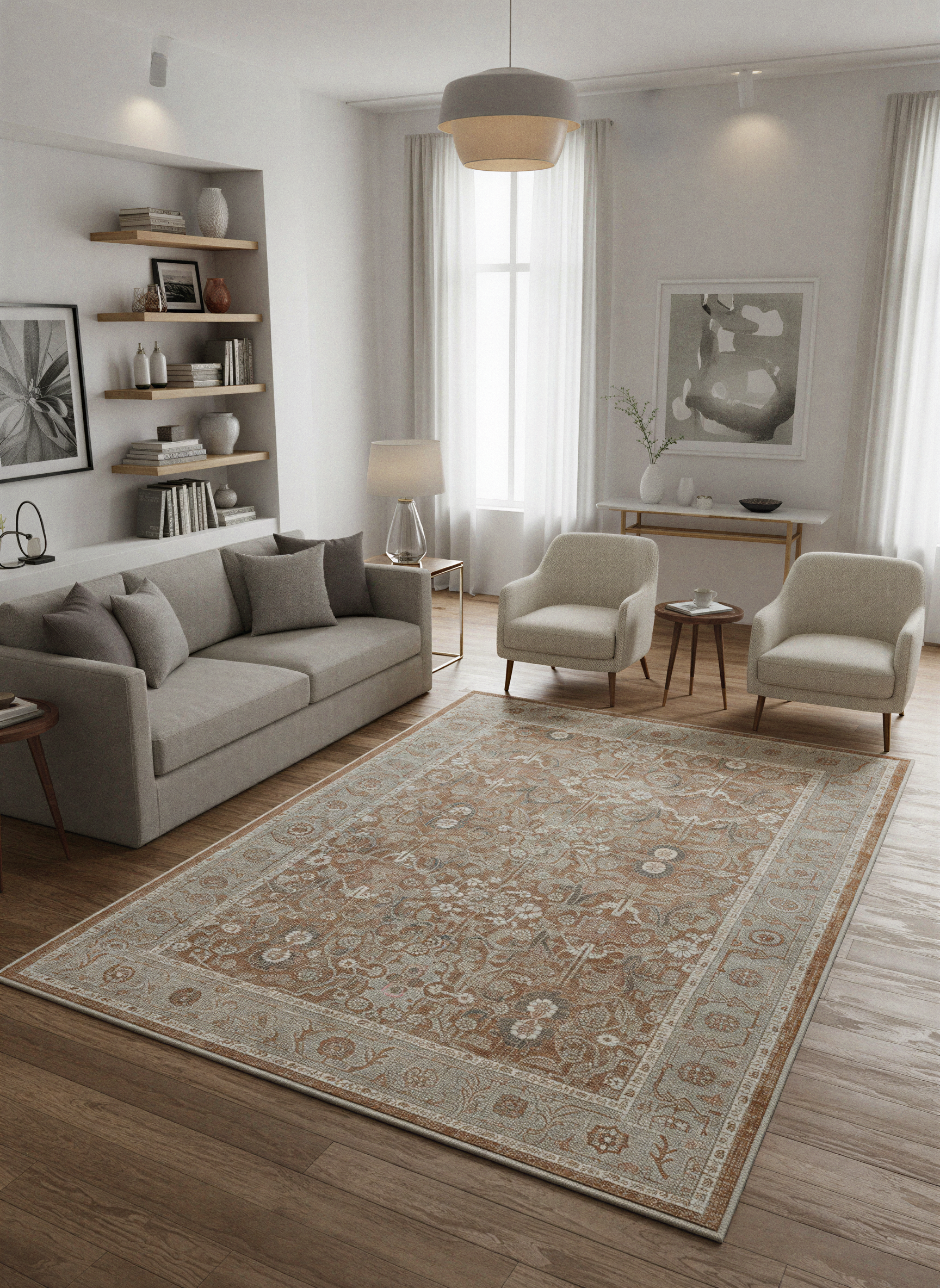 Arte VN035 Vintage Klasik Desenli Dekoratif Şönil Halı