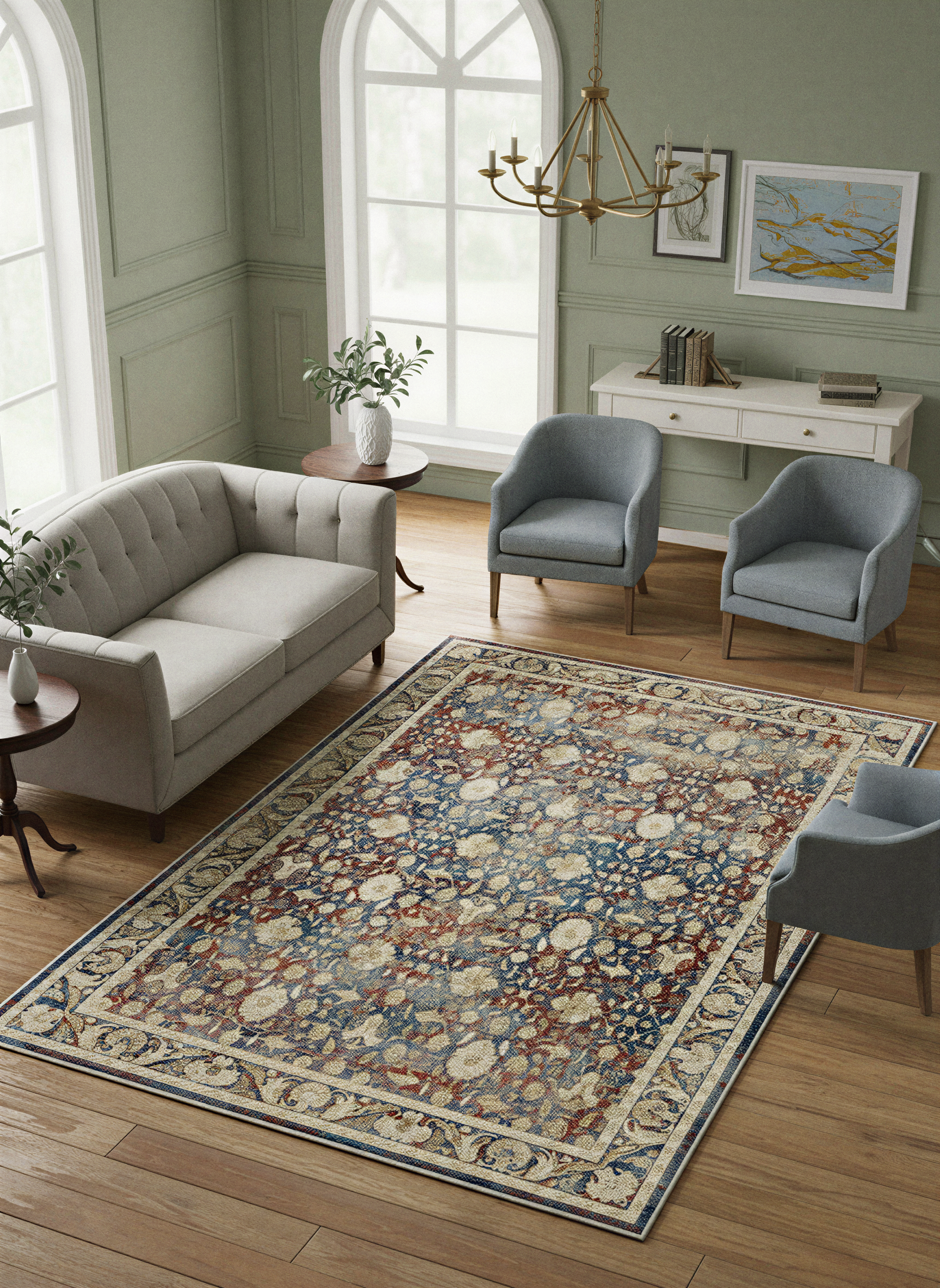 Arte VN036 Vintage Klasik Desenli Dekoratif Şönil Halı