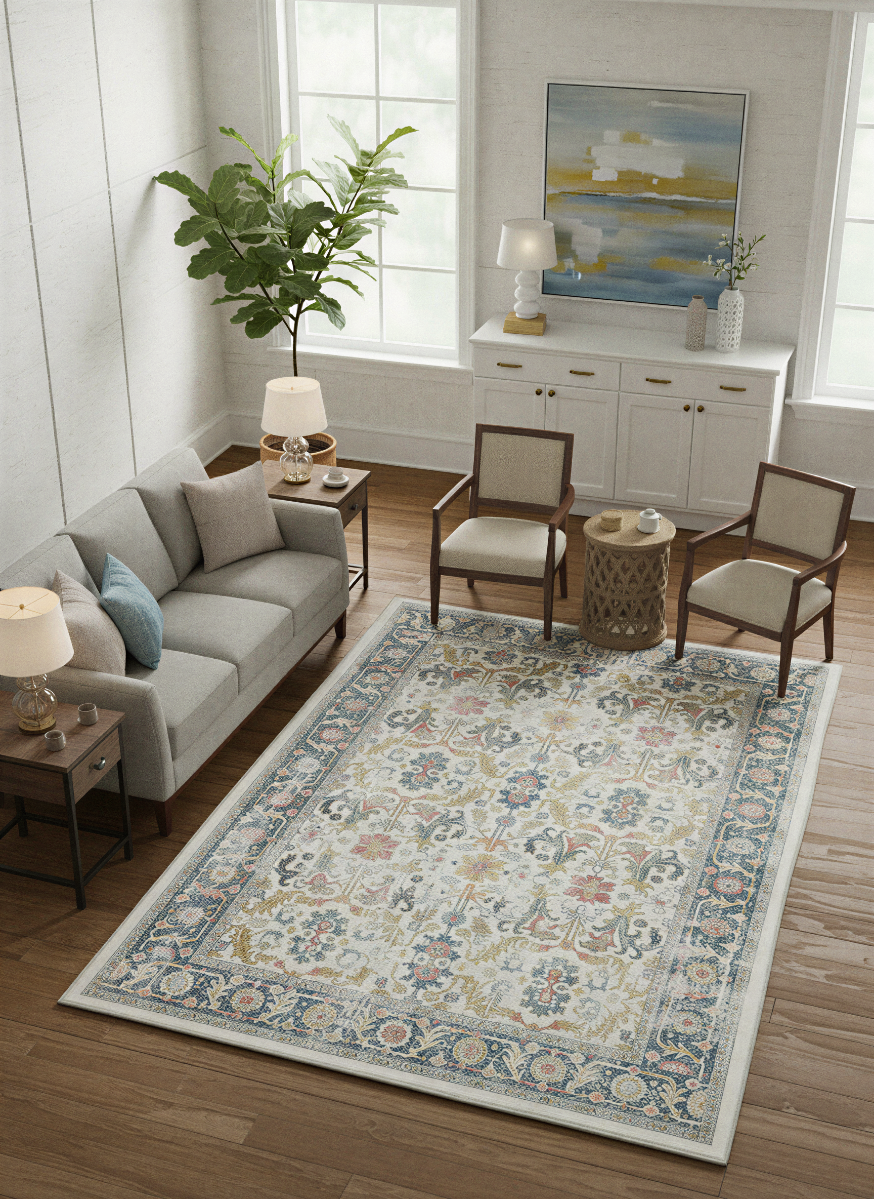 Arte VN037 Vintage Klasik Desenli Dekoratif Şönil Halı