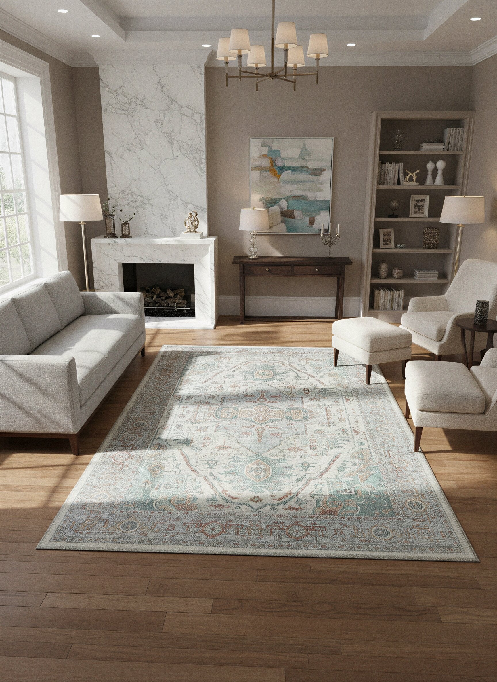 Arte VN040-2 Vintage Klasik Desenli Dekoratif Şönil Halı