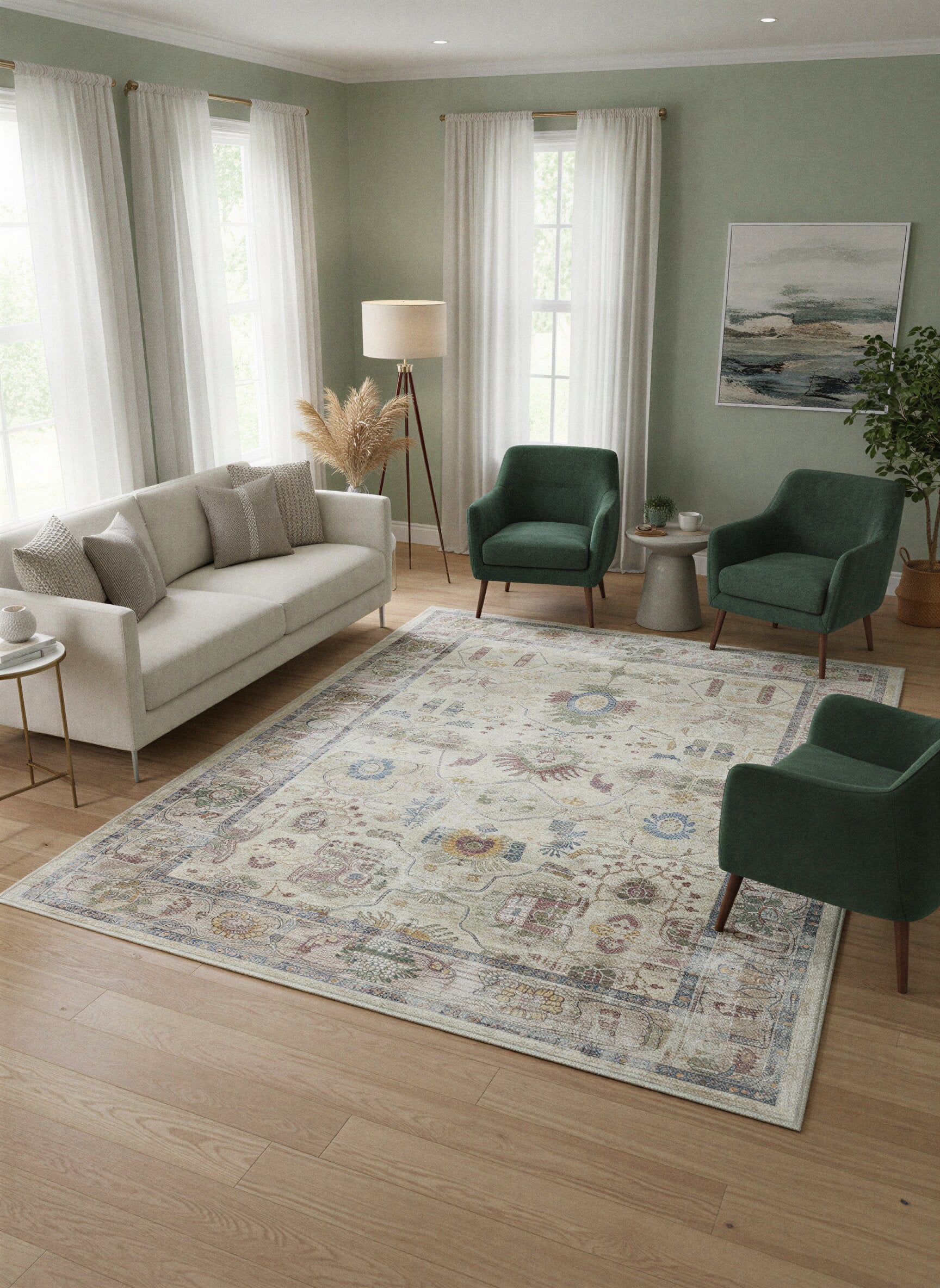 Arte VN041 Vintage Klasik Desenli Dekoratif Şönil Halı