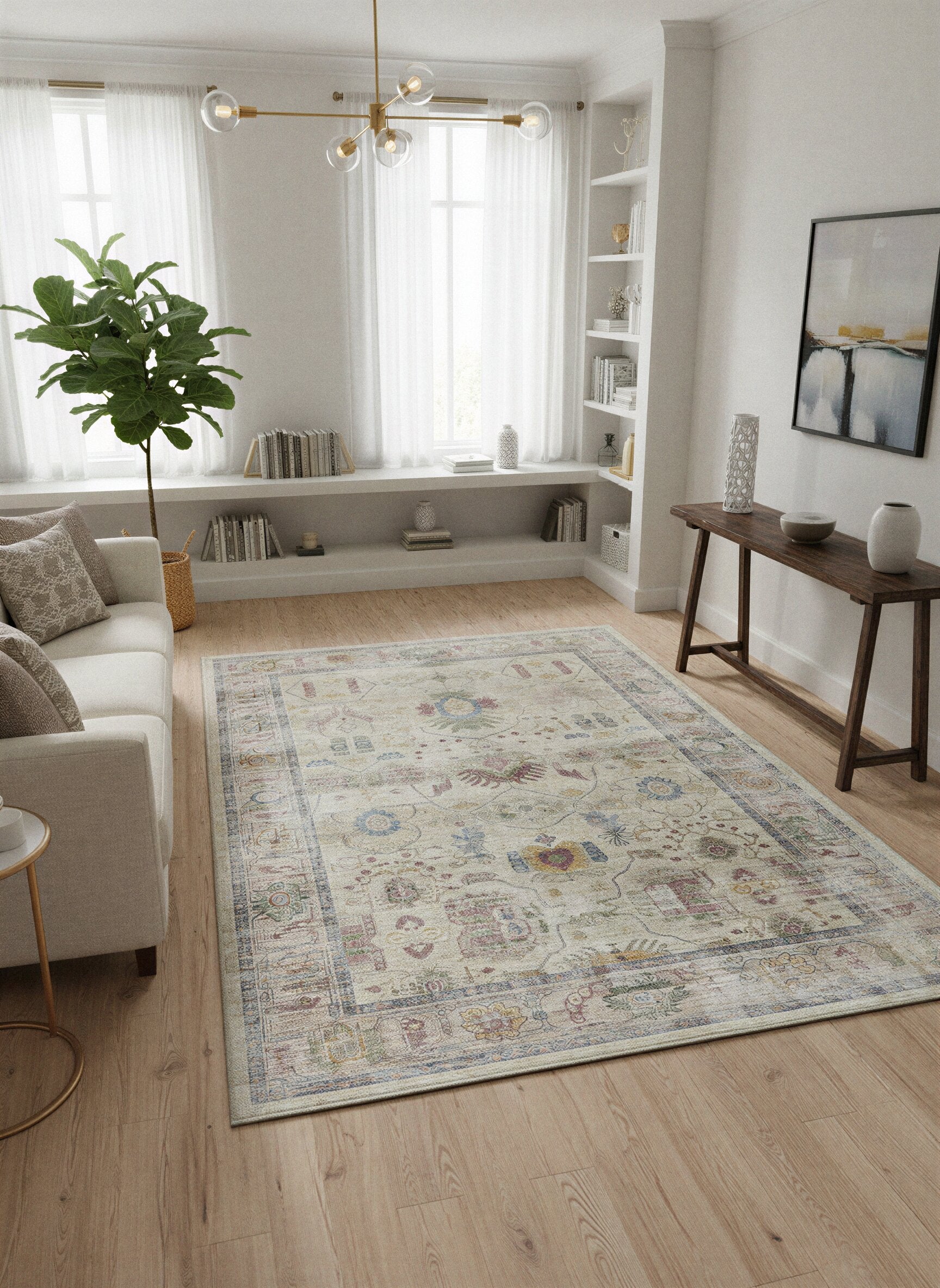 Arte VN041 Vintage Klasik Desenli Dekoratif Şönil Halı