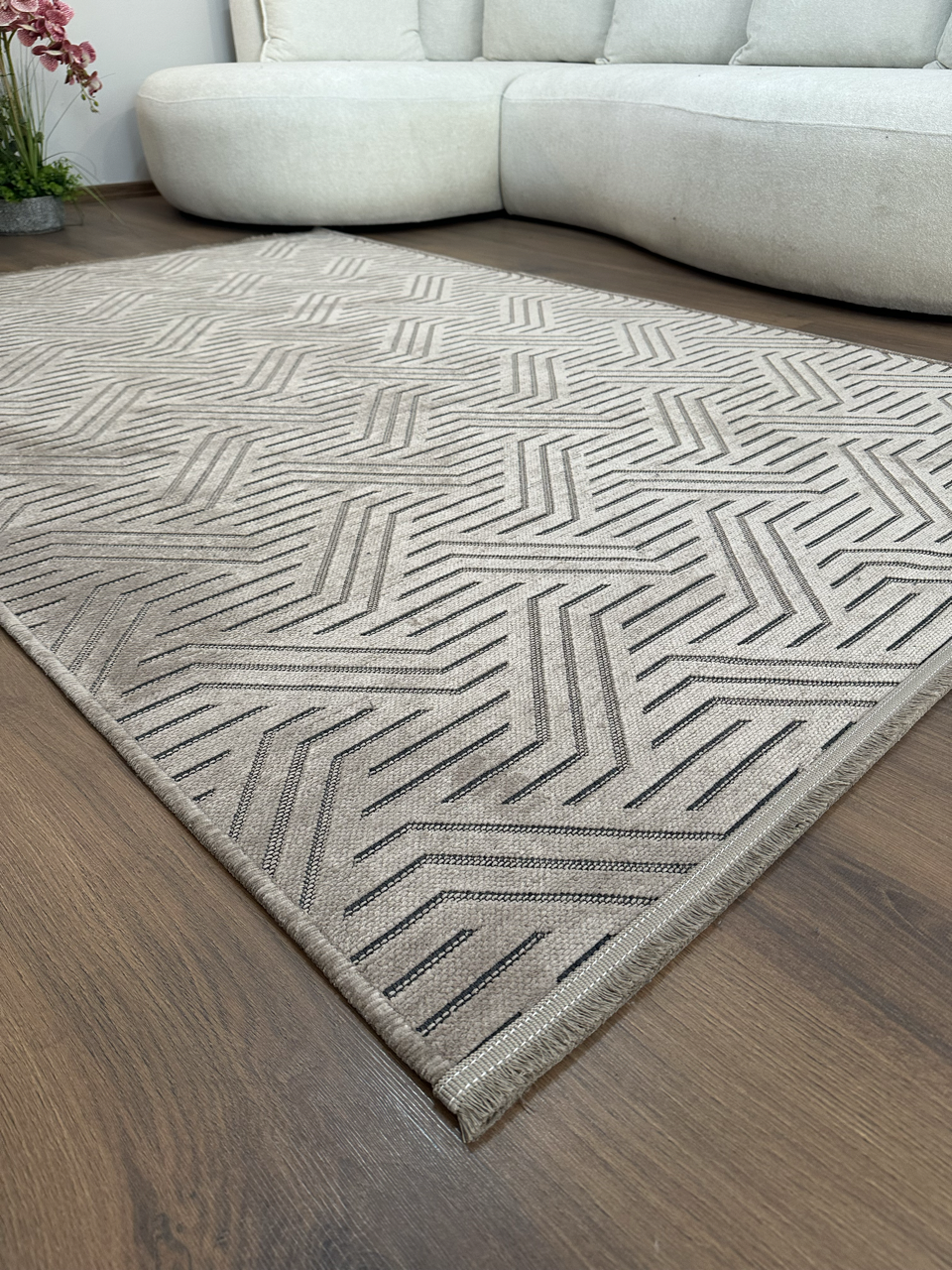 ŞÖNİL PERLA - VİZON Kaymaz Taban Salon Şönil Kilim Dokuma Halı