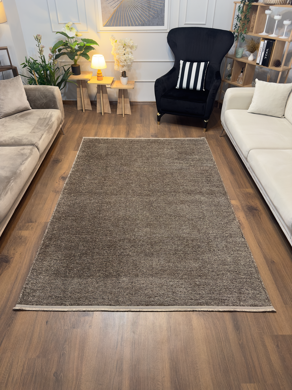 ŞÖNİL SUDE-VİZON Makinede Yıkanabilir Modern Sade Desenli Salon Koridor Mutfak Şönil Dokuma Halı