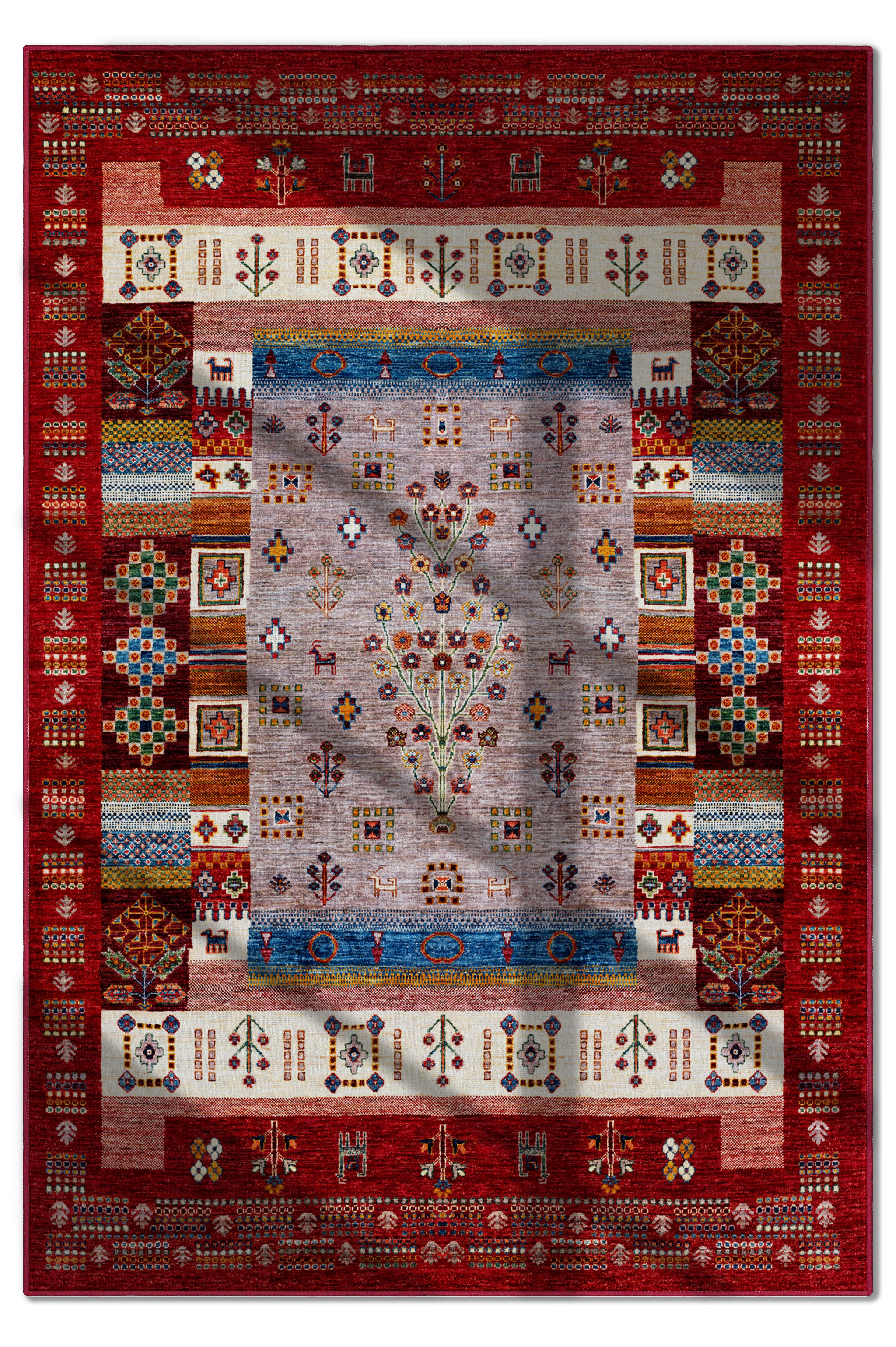Arte DS077 Vintage Çiçek Figürlü Dekoratif Dokuma Halı