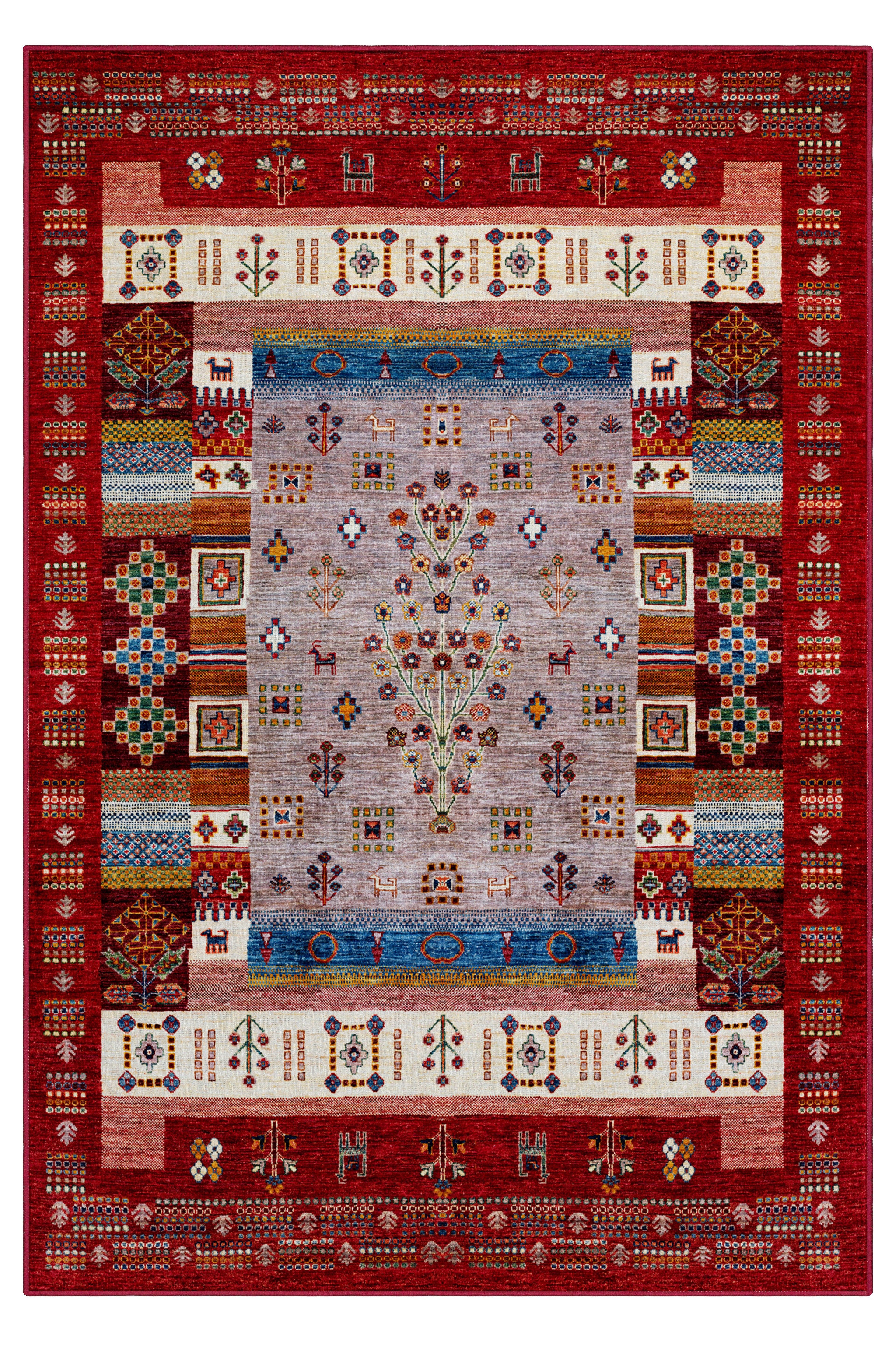 Arte DS077 Vintage Çiçek Figürlü Dekoratif Dokuma Halı