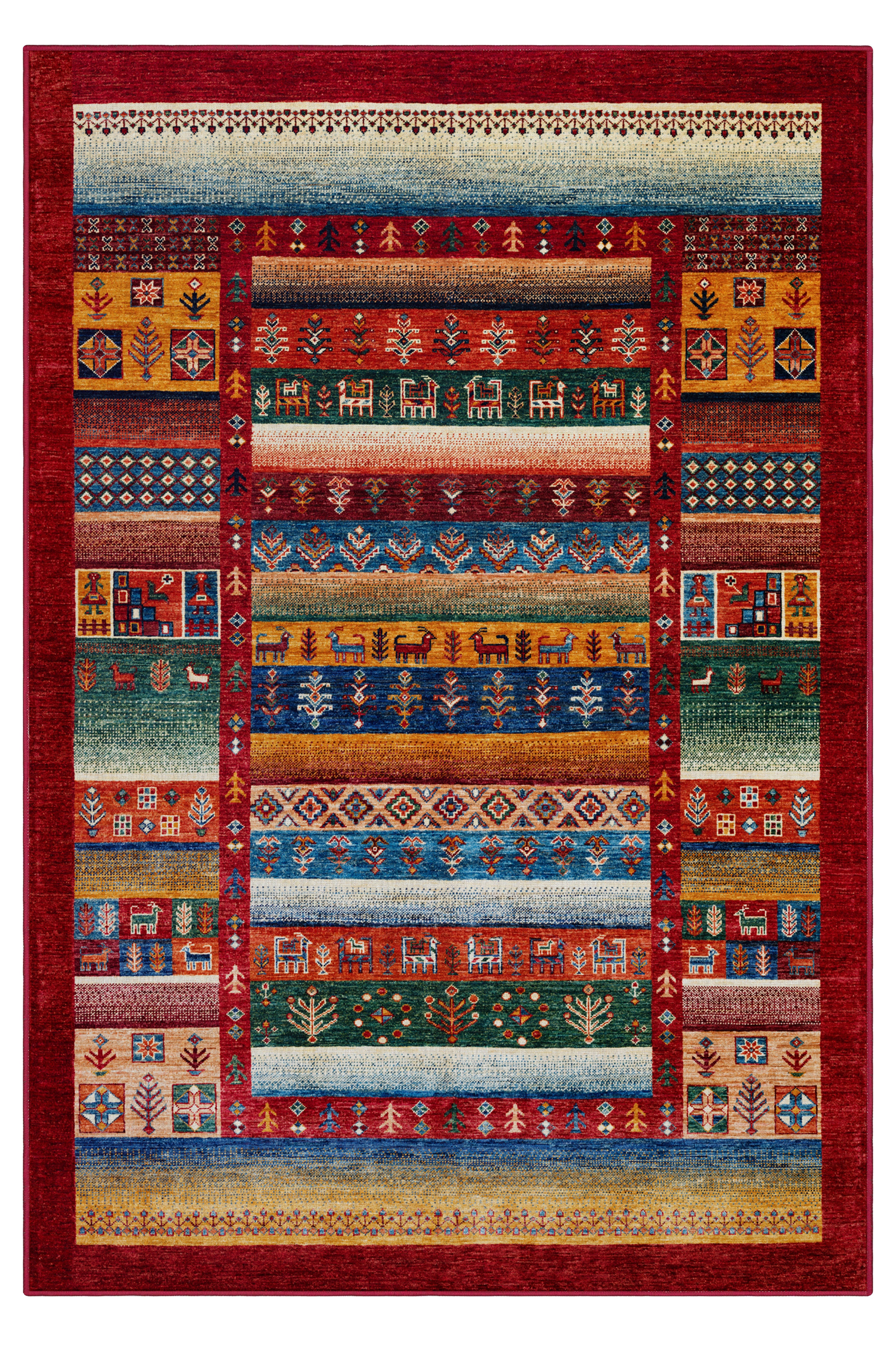 Arte DS078 Vintage Hayvan Ağaç Figürlü Dekoratif Dokuma Halı