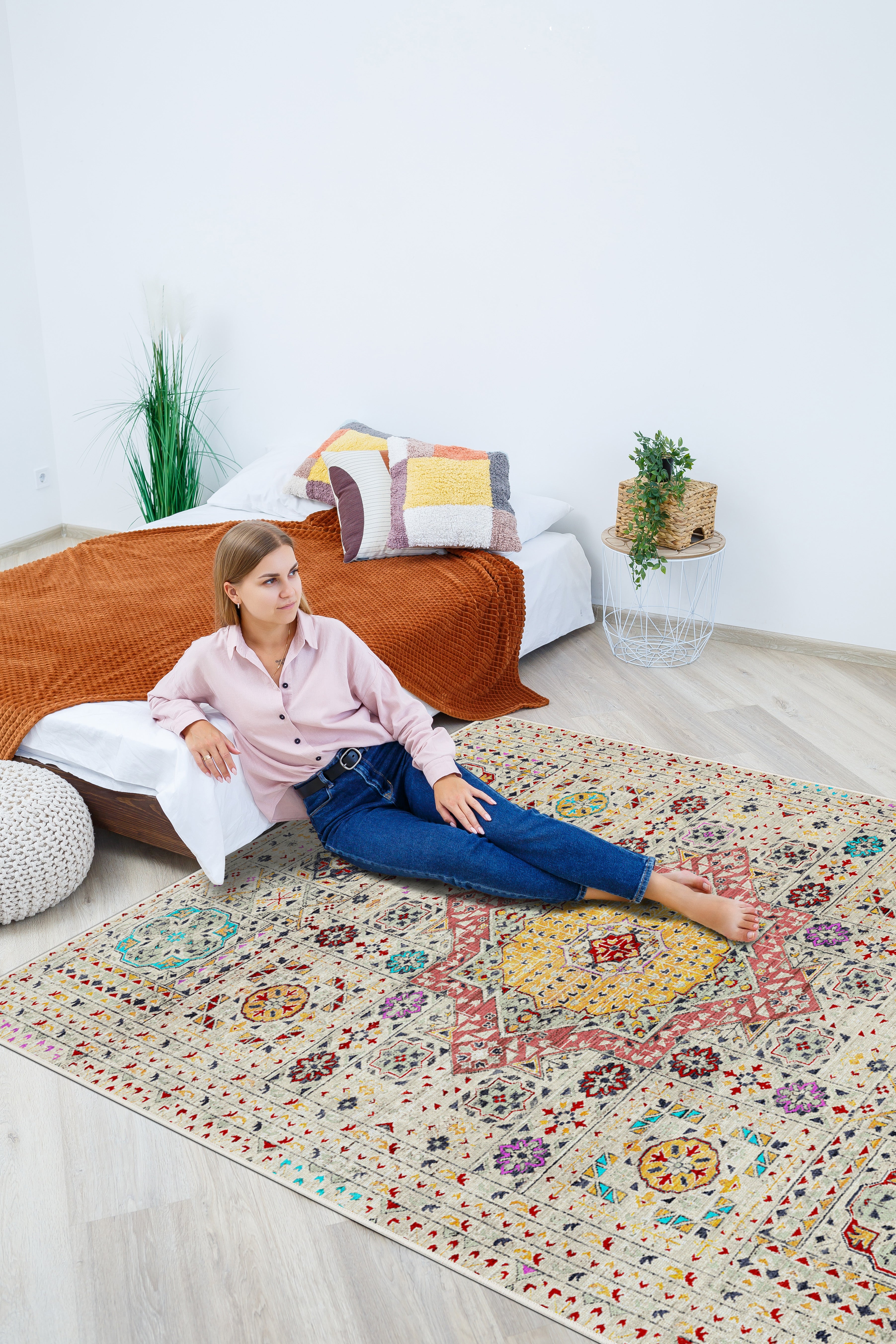 Arte DS210 Vintage Klasik Desenli Dekoratif Dokuma Halı