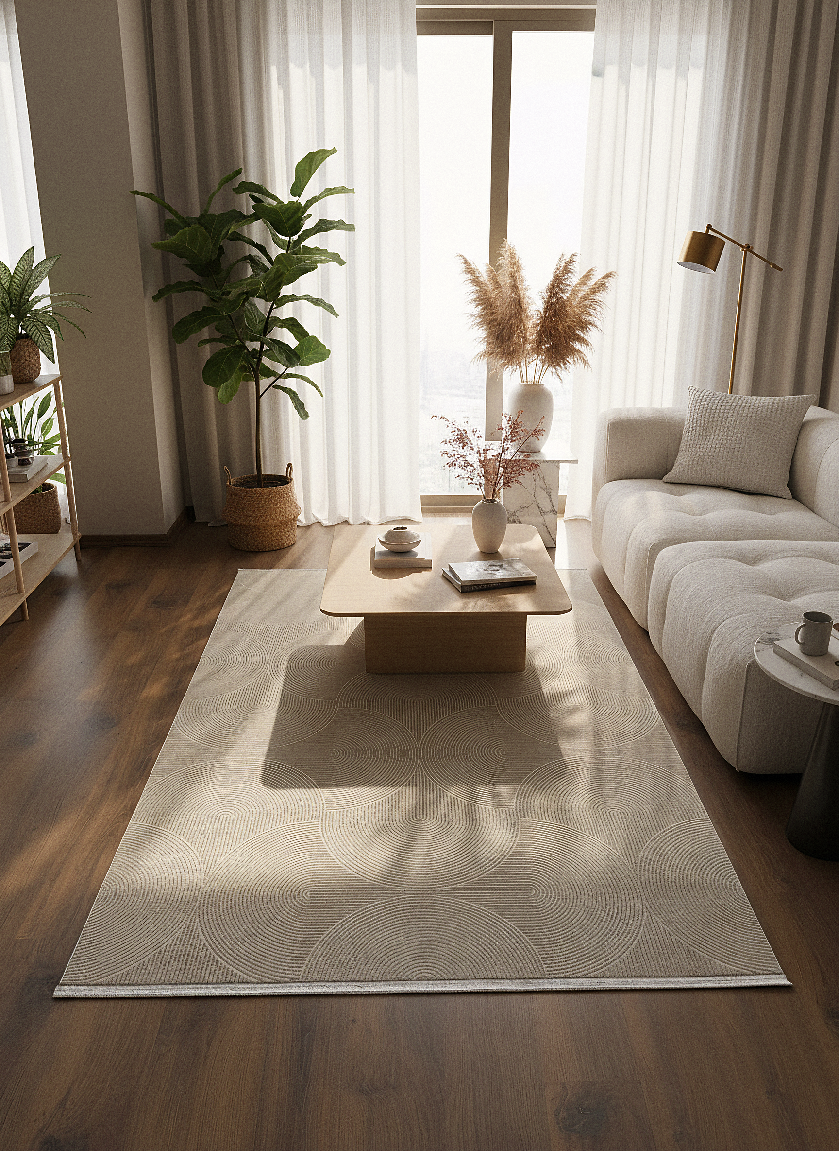 GENOA A-F1013 BEJ Yumuşak Sık Dokuma Modern Salon Koridor Halısı