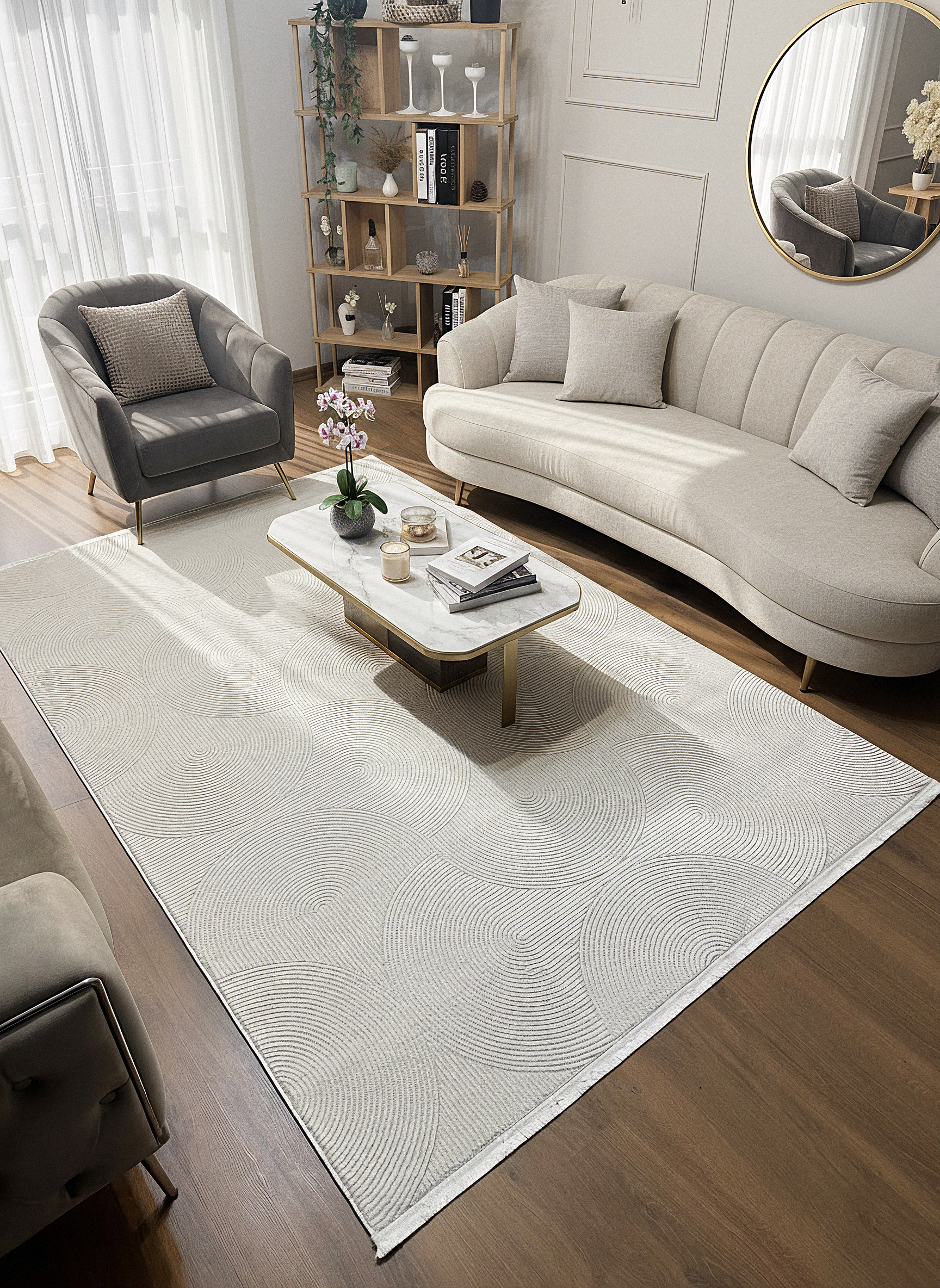 GENOA A-F1014 KREM Yumuşak Sık Dokuma Modern Salon Koridor Halısı