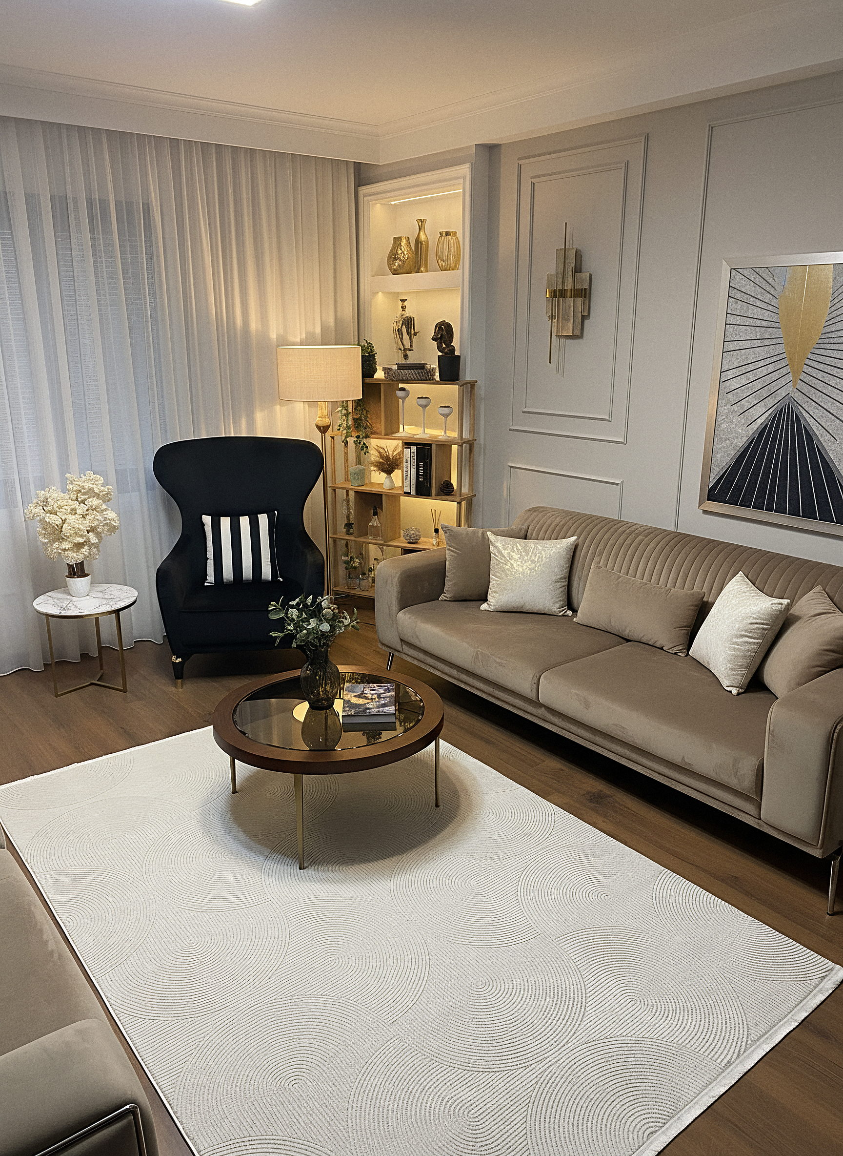 GENOA A-F1014 KREM Yumuşak Sık Dokuma Modern Salon Koridor Halısı