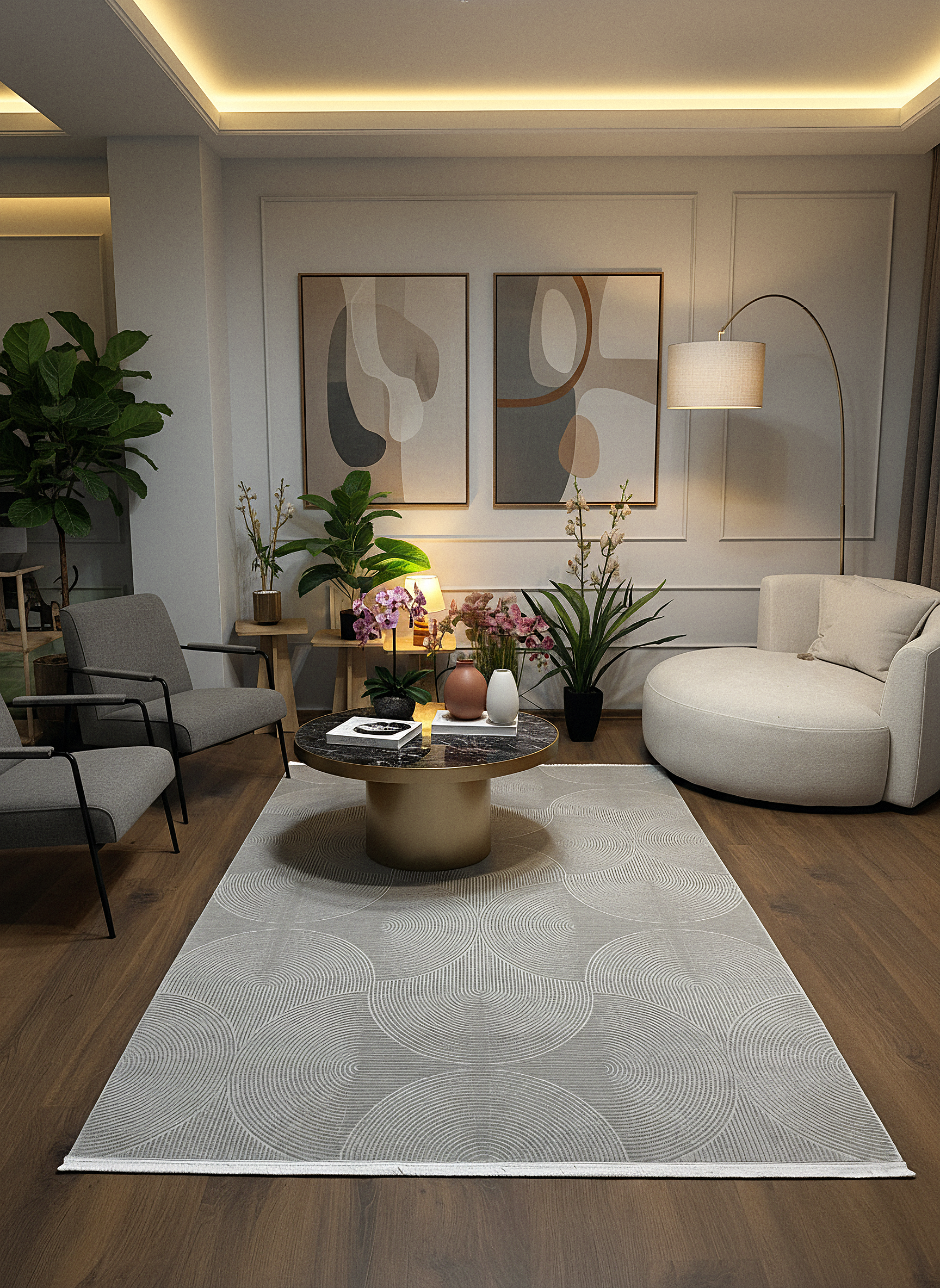 GENOA A-F1015 GRİ Yumuşak Sık Dokuma Modern Salon Koridor Halısı
