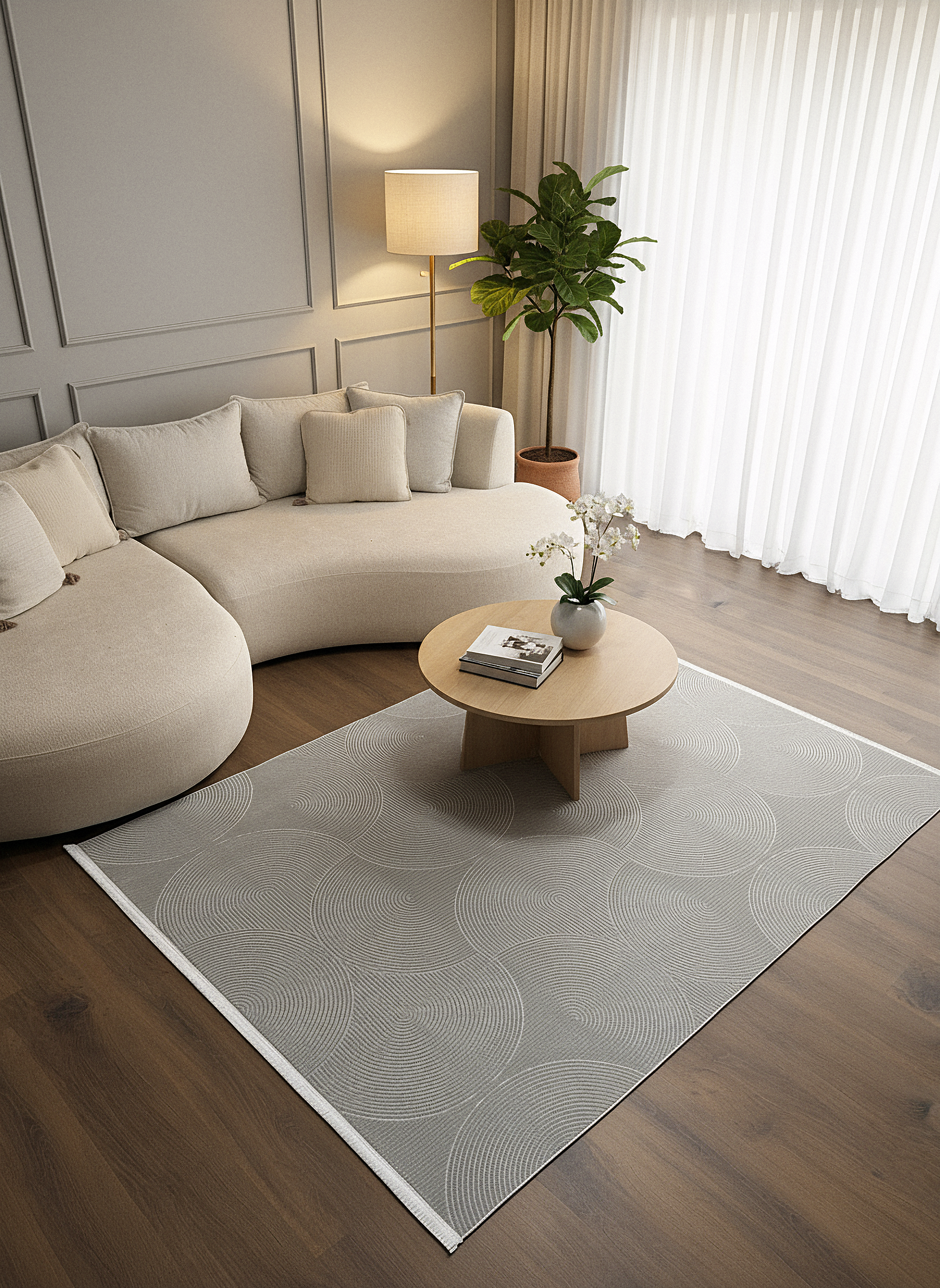 GENOA A-F1015 GRİ Yumuşak Sık Dokuma Modern Salon Koridor Halısı
