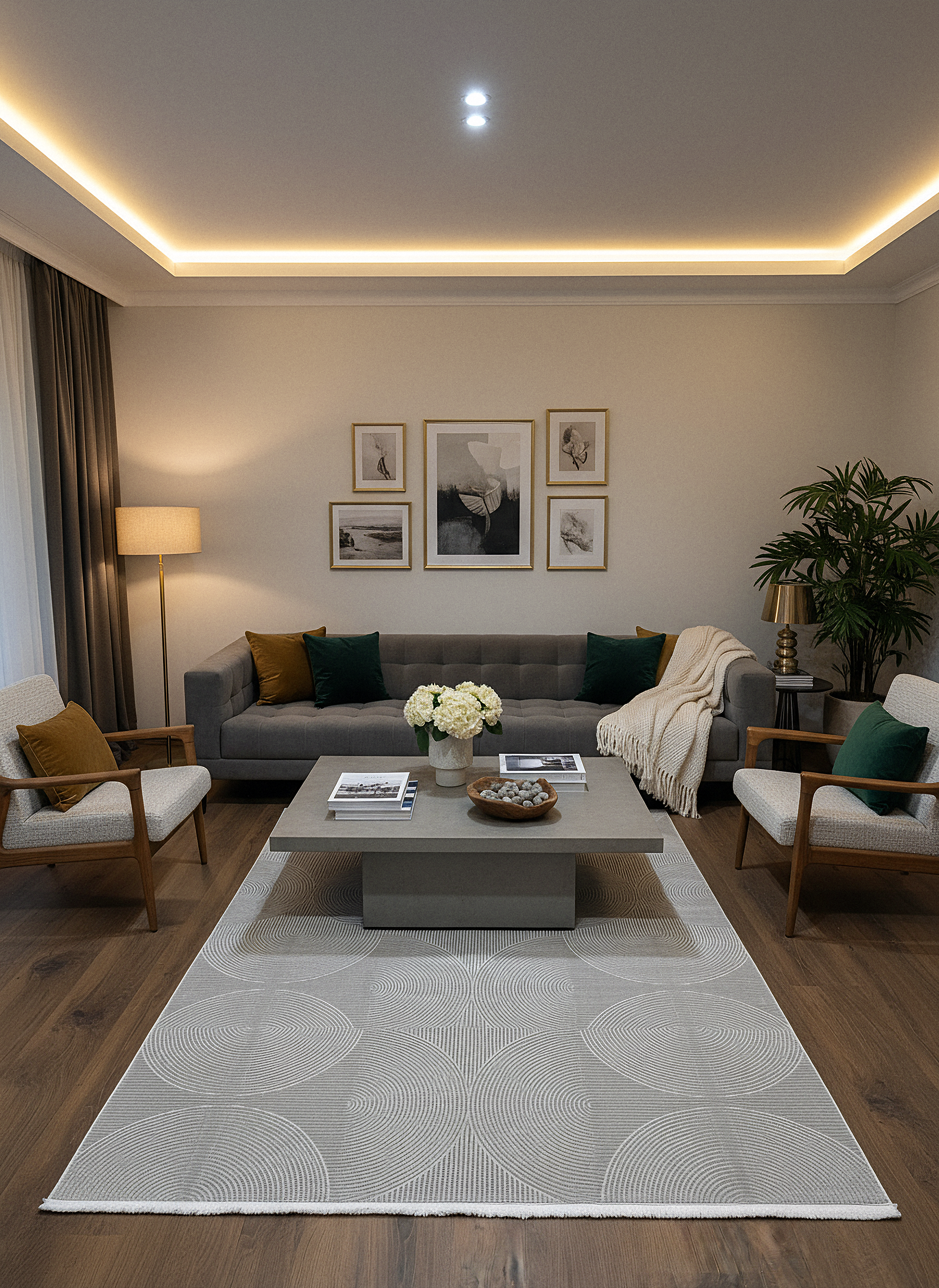 GENOA A-F1015 GRİ Yumuşak Sık Dokuma Modern Salon Koridor Halısı