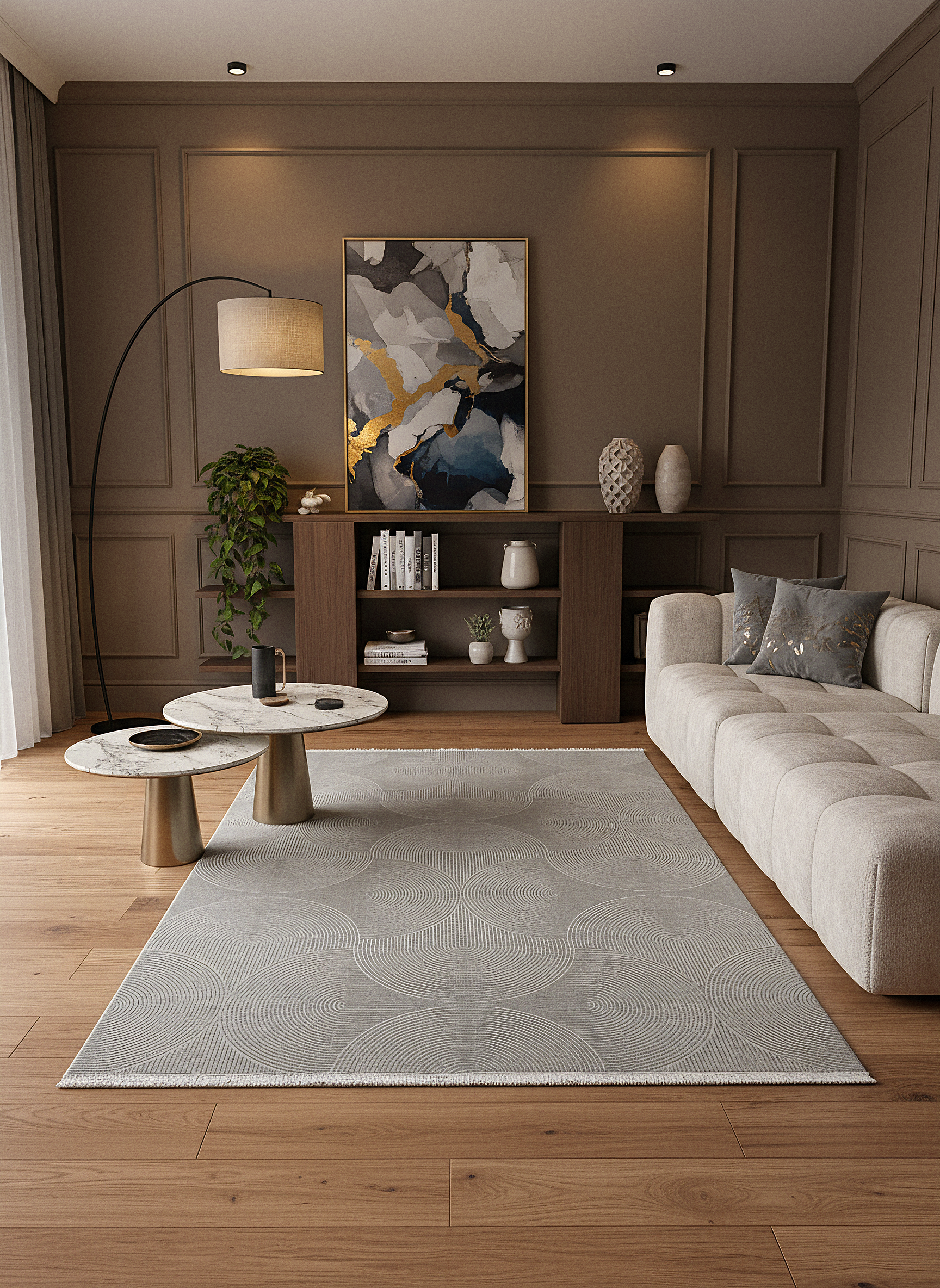 GENOA A-F1015 GRİ Yumuşak Sık Dokuma Modern Salon Koridor Halısı