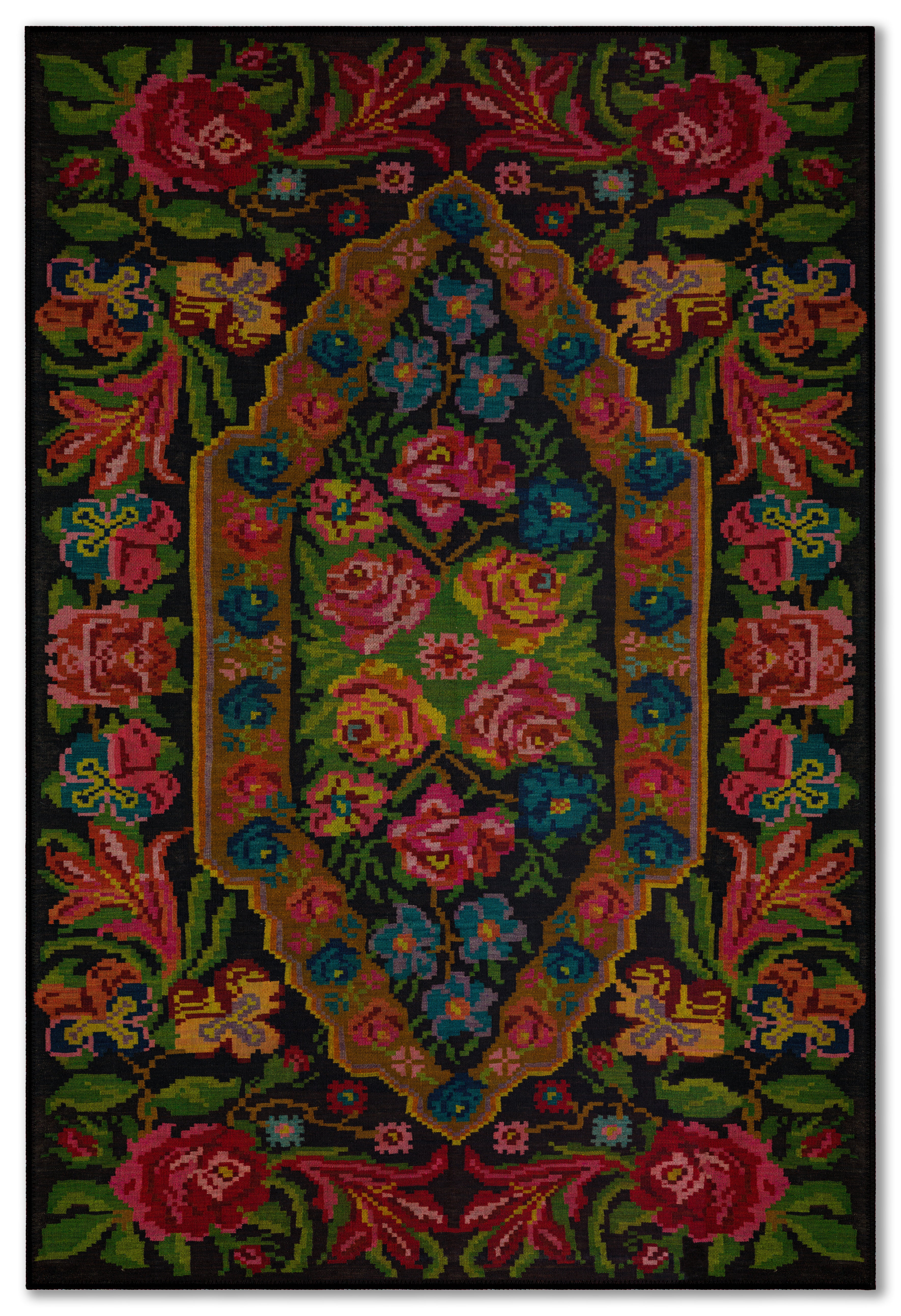 Arte HD018 Çiçek Desenli Dekoratif Dokuma Halı