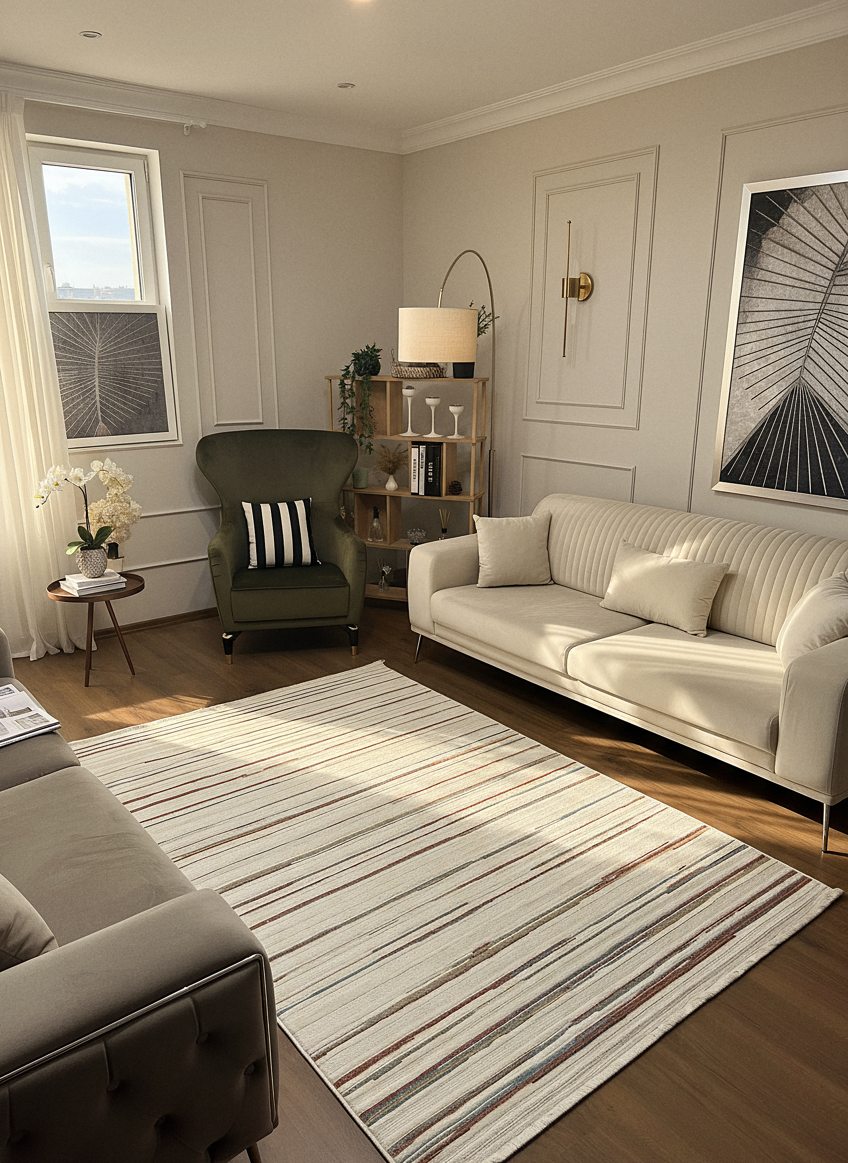 İCON A-5303 Modern Geometrik Desenli Salon Koridor Mutfak Halısı