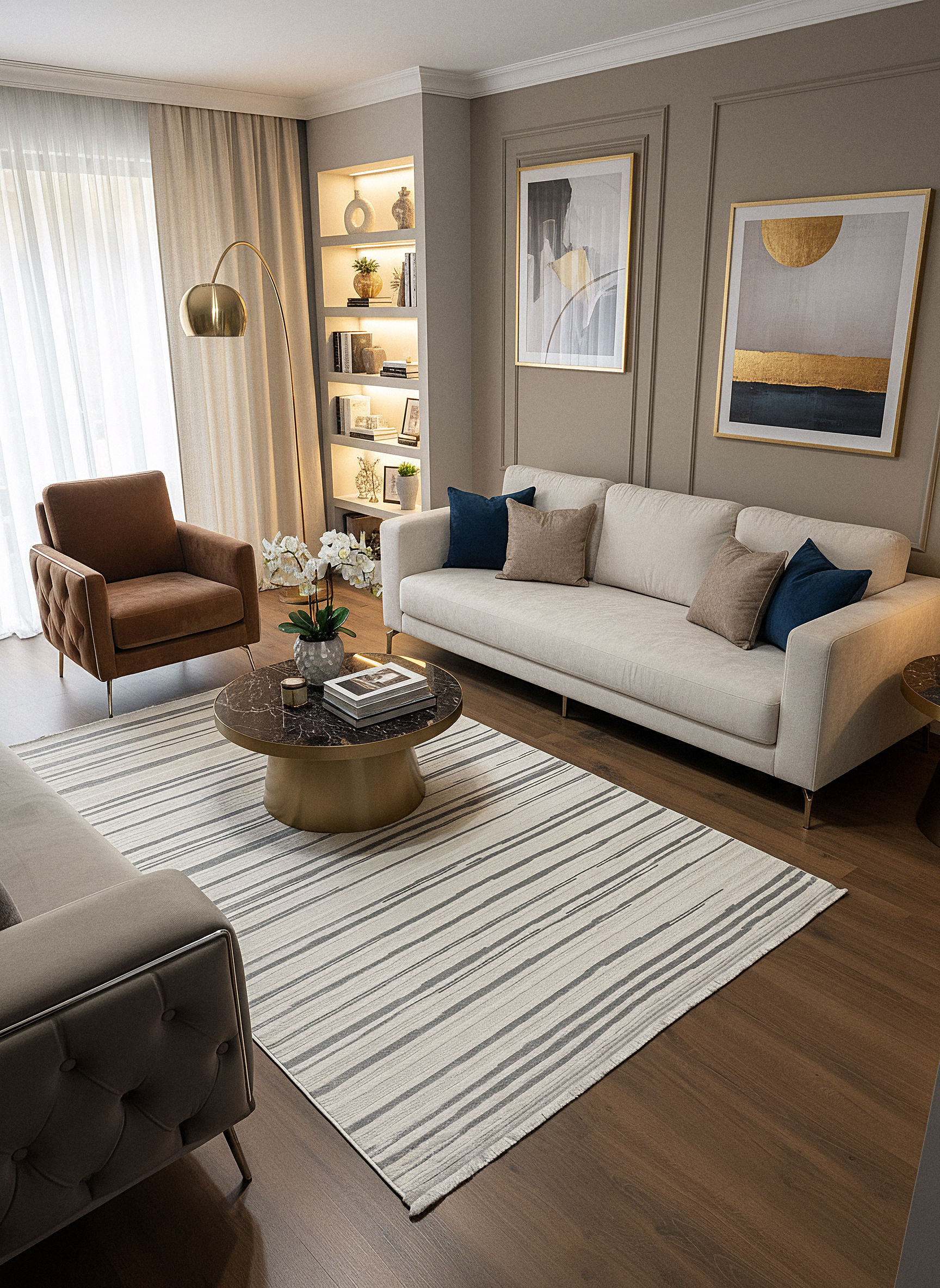 İCON A-5303 GRİ Modern Geometrik Desenli Salon Koridor Mutfak Halısı