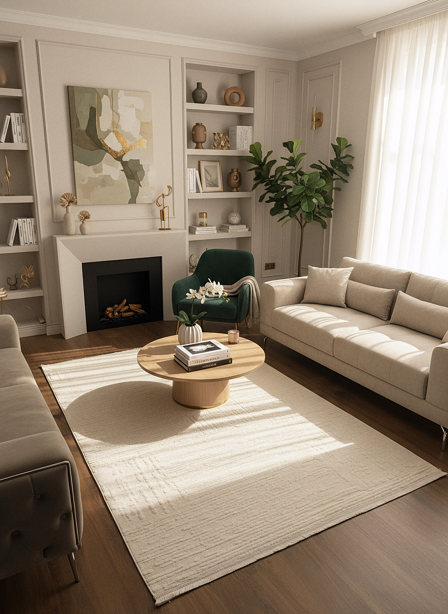 İCON A-5307 KREM Modern Geometrik Desenli Salon Koridor Mutfak Halısı