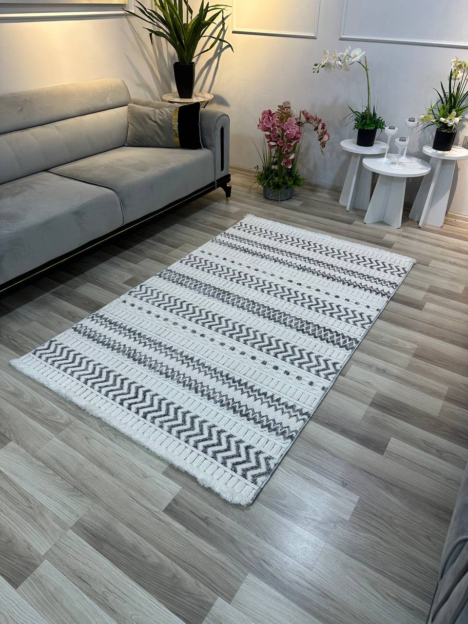 PALERMO T7 GRİ Modern Geometrik Desenli Salon Mutfak Koridor Halısı-KP