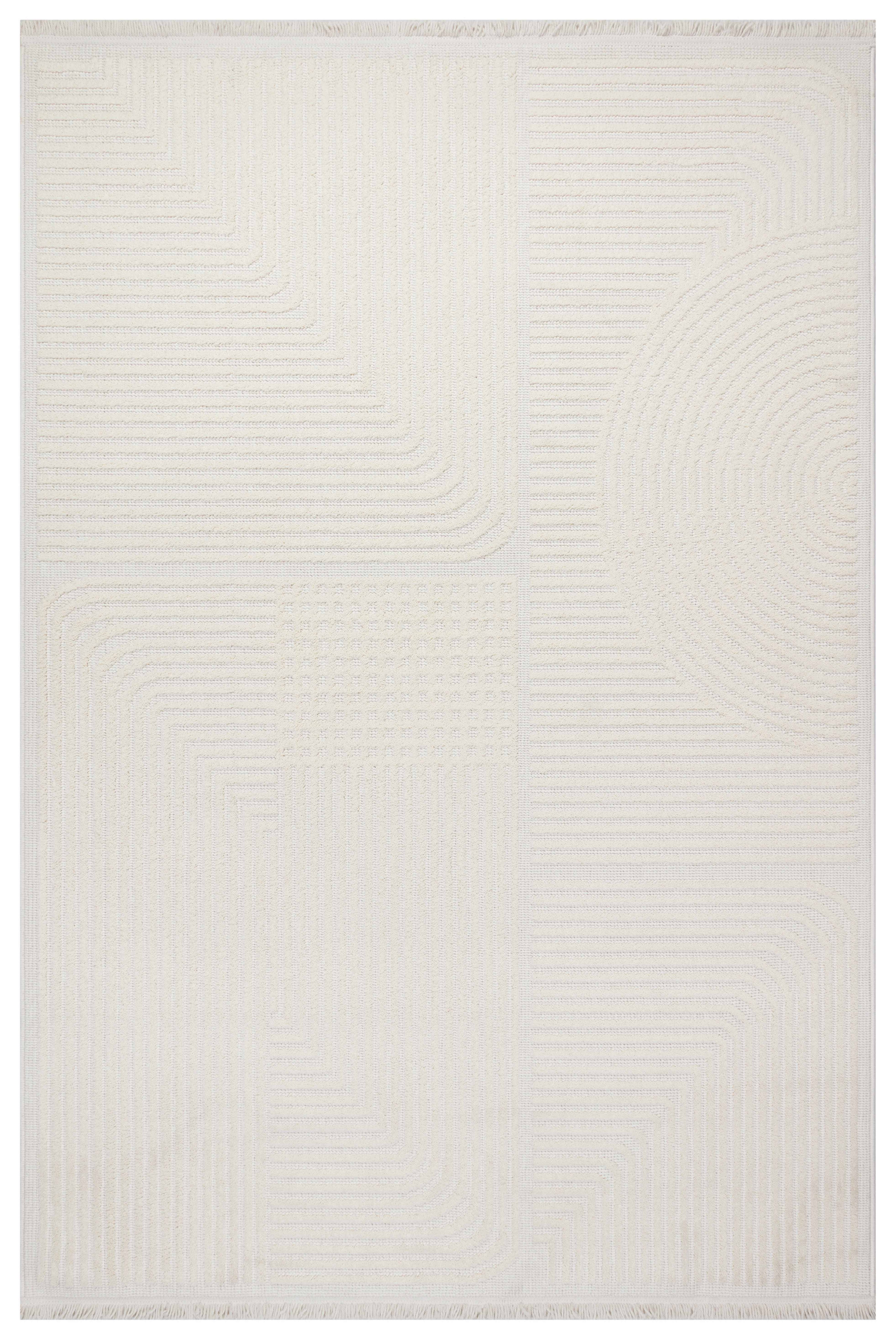 İCON T-LP04 KREM KModern Geometrik Desenli Salon Koridor Mutfak Halısı