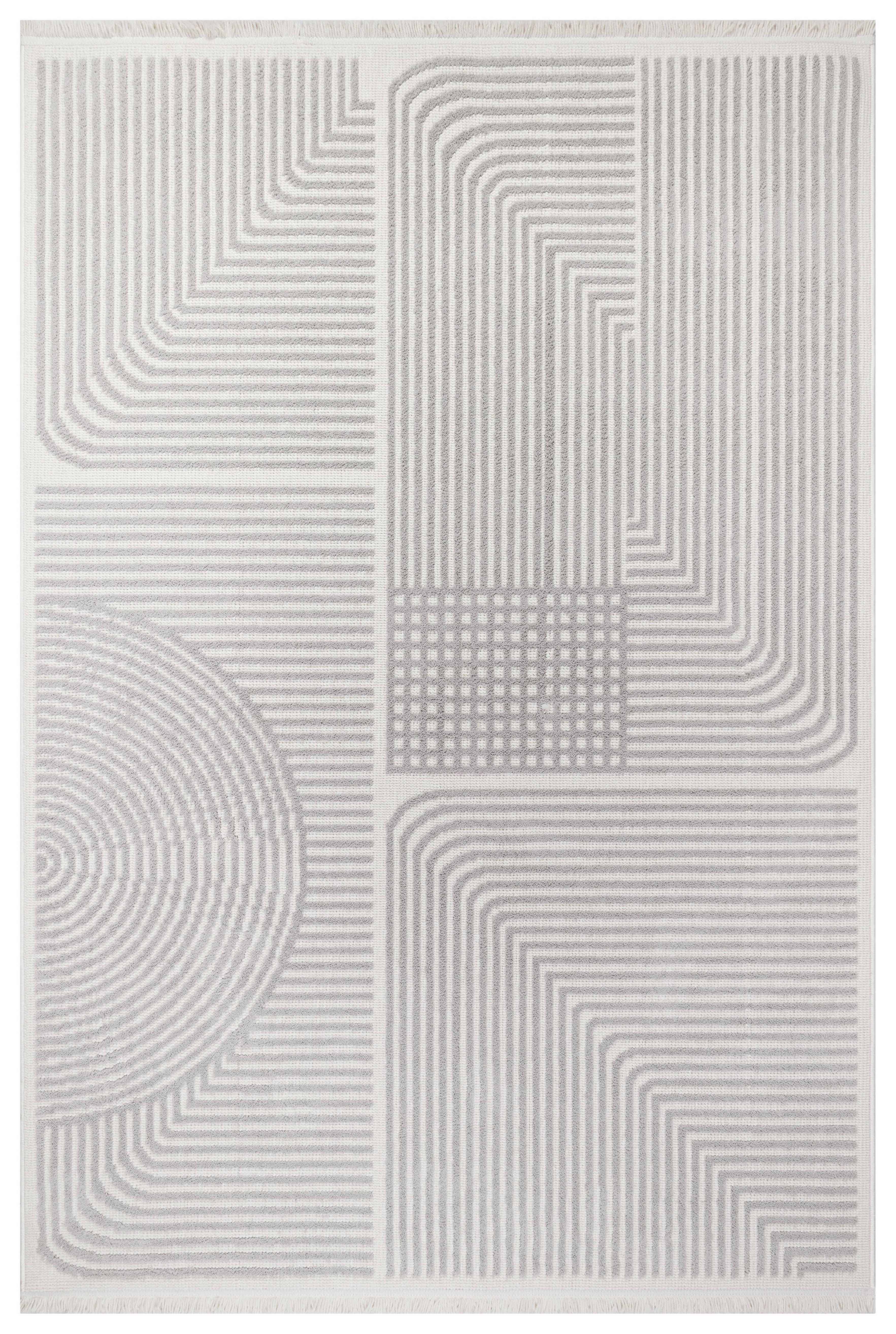 İCON T-LP02 KREM Modern Geometrik Desenli Salon Koridor Mutfak Halısı