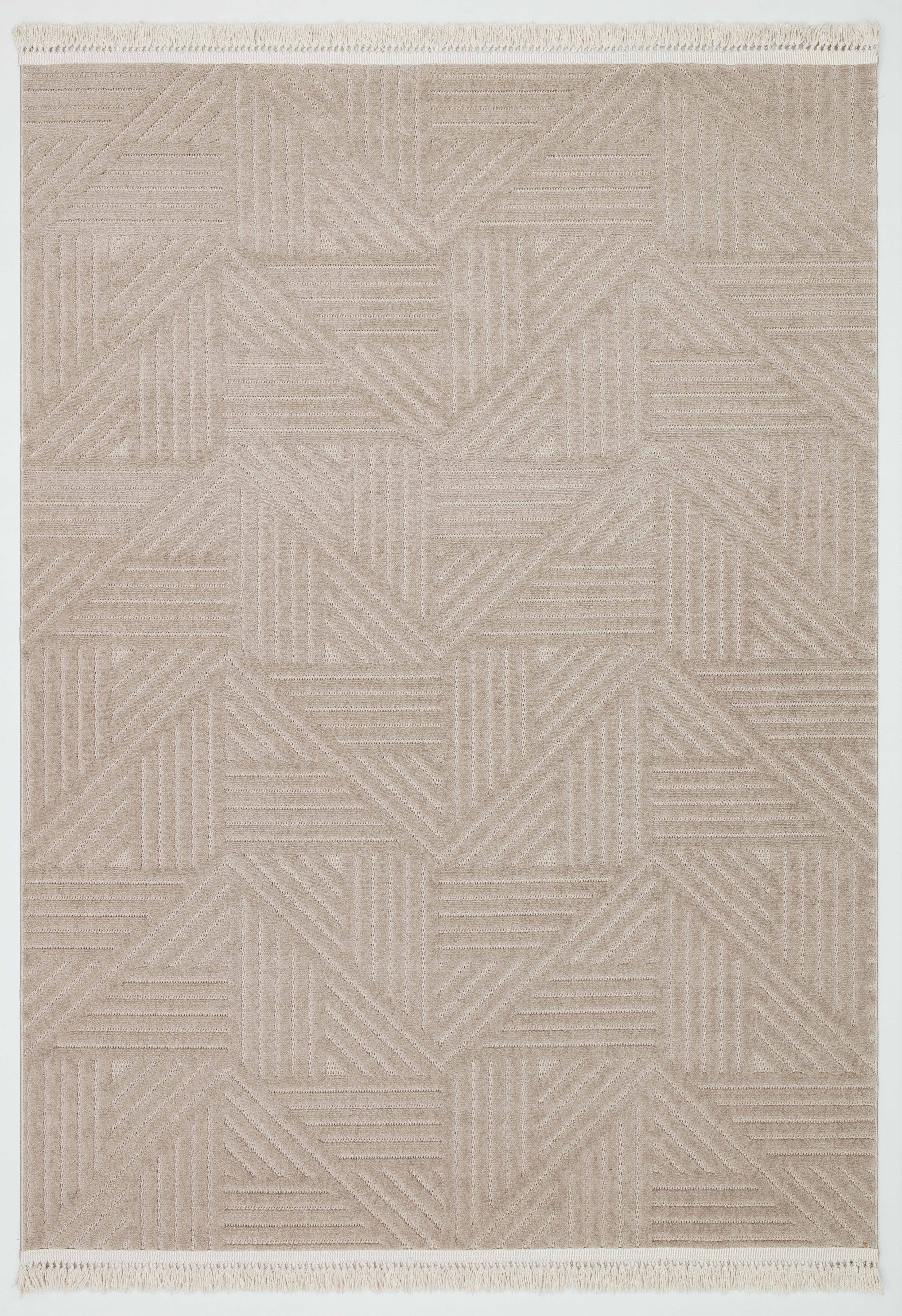 MİLAS C11-VİZON Kabartmalı Modern Geometrik Desenli Salon Koridor Mutfak Halısı