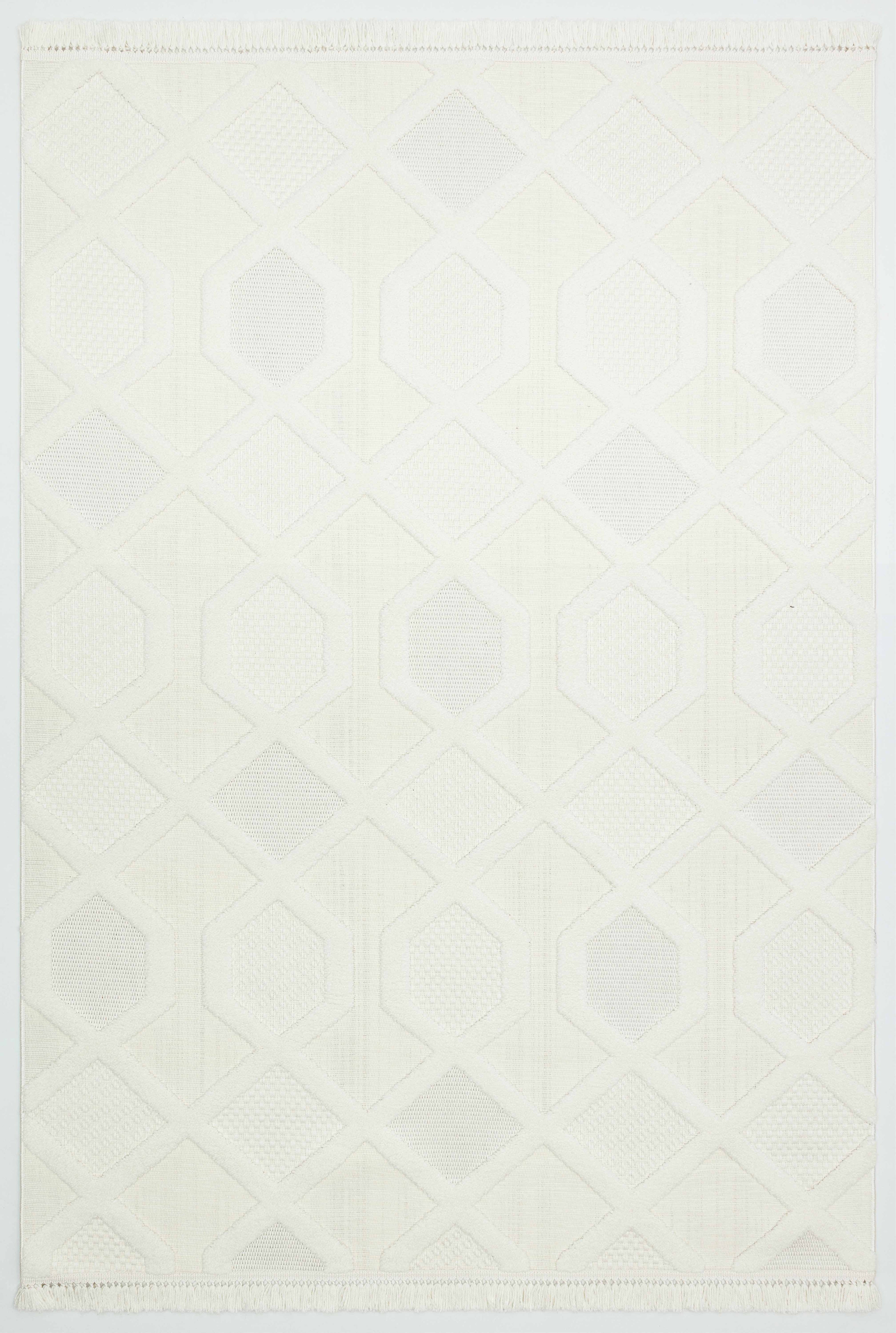 PALERMO KP-142 KREM Kabartmalı Modern Desenli Salon Halısı-KP