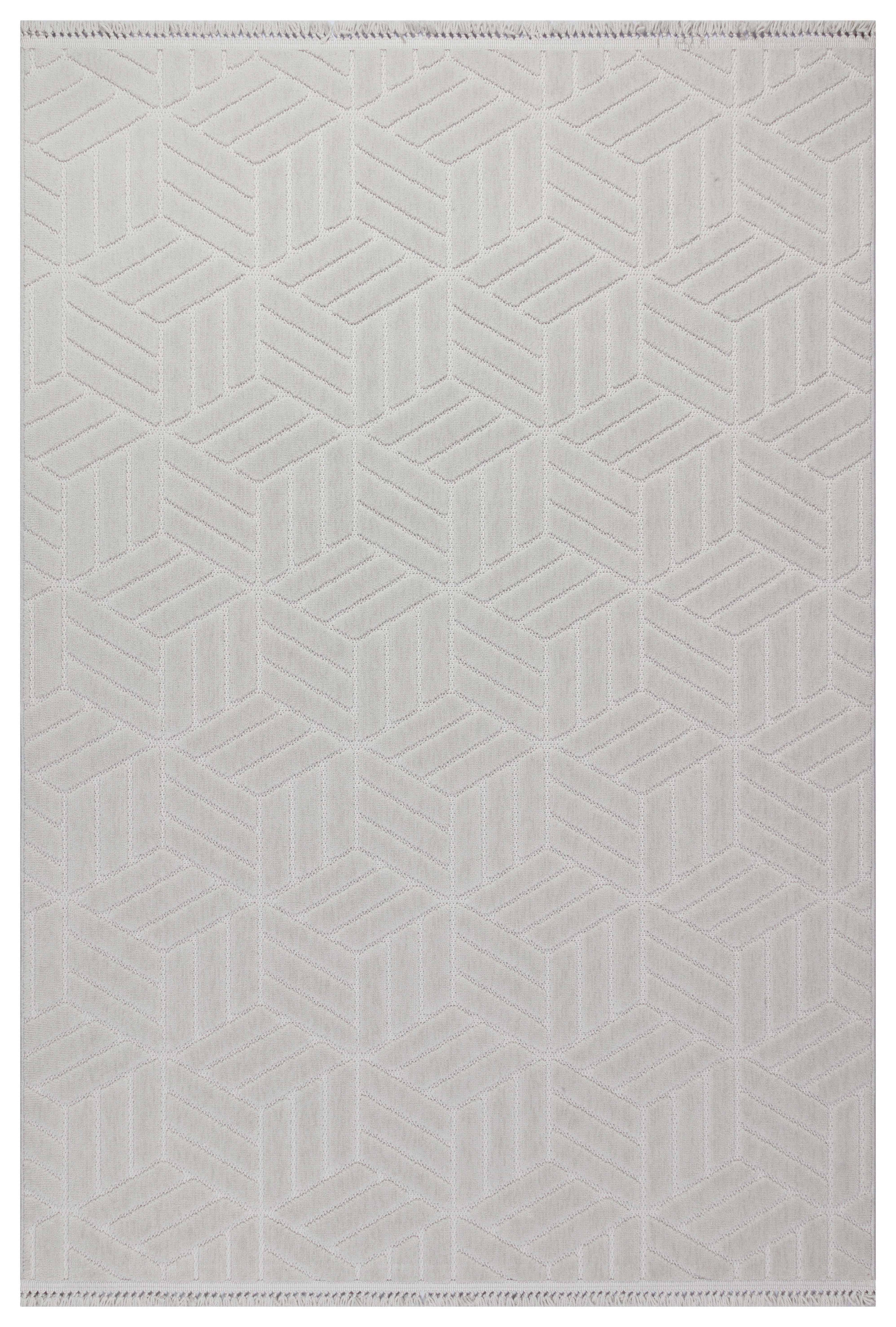 MİLAS T-LO67 GRİ Kabartmalı Modern Geometrik Desenli Salon Koridor Mutfak Halısı