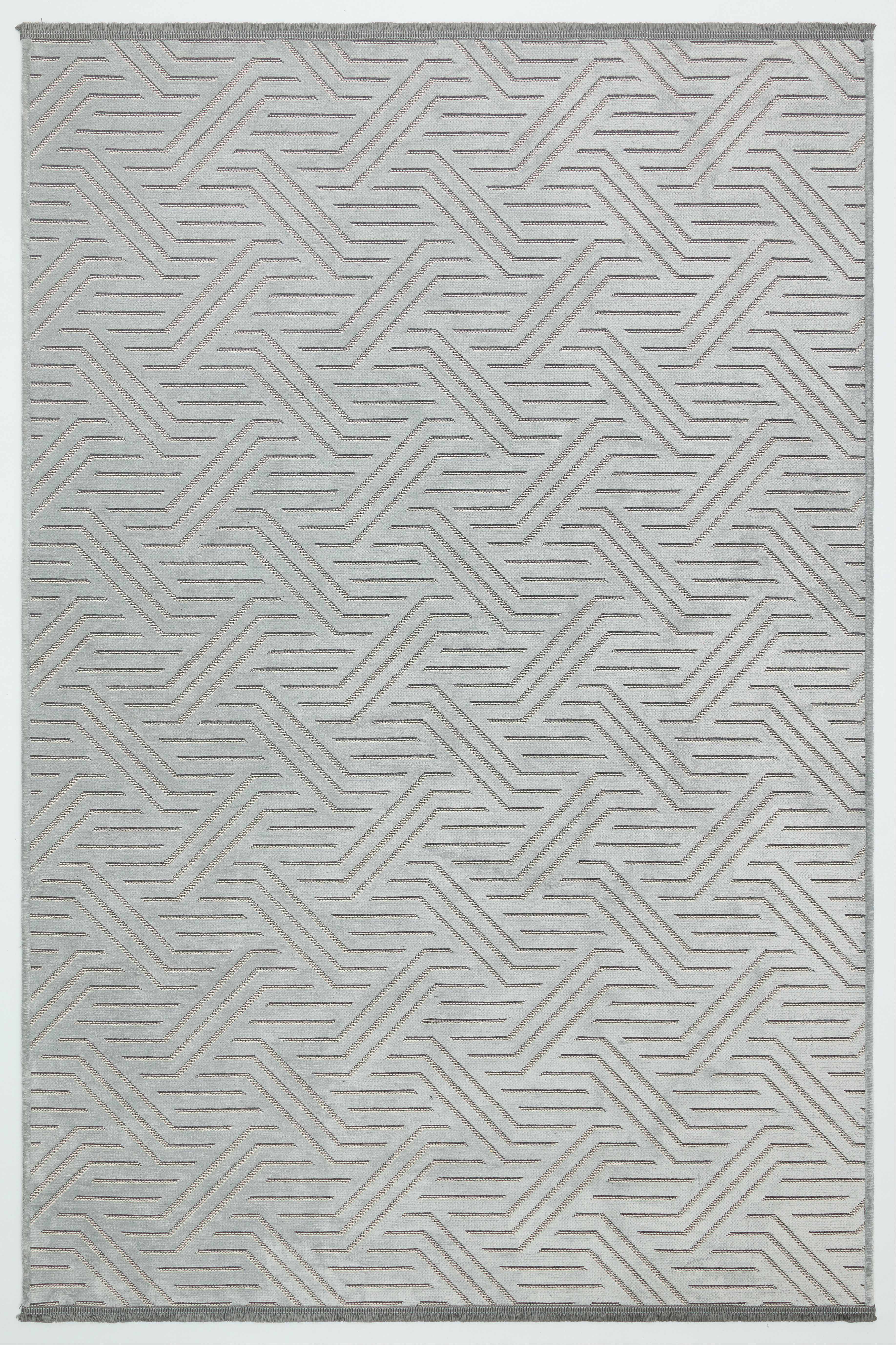 ŞÖNİL PERLA - GRİ Makinede Yıkanabilir Geometrik Modern Desenli Salon Koridor Mutfak Şönil Dokuma Halı