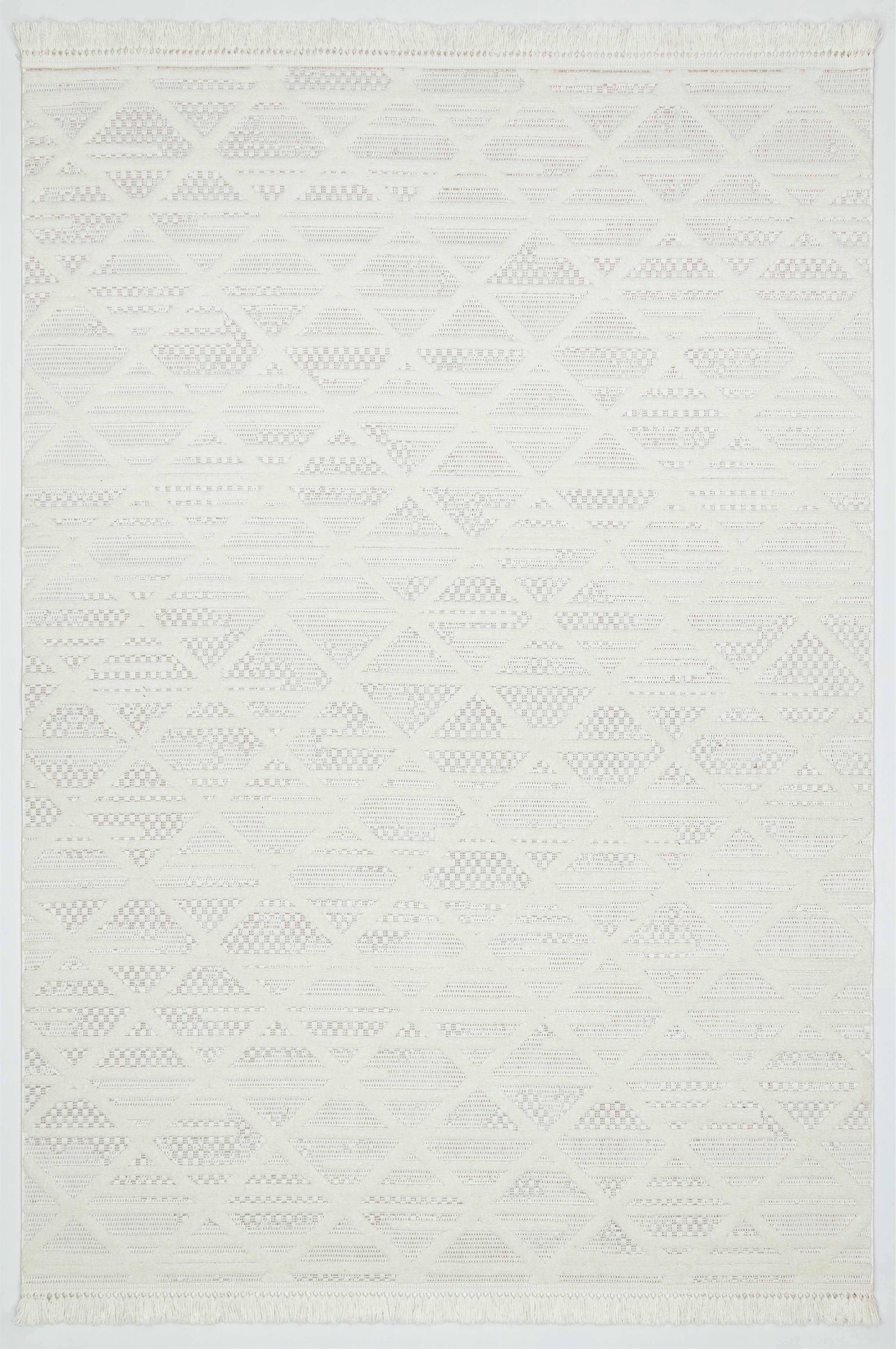 MİLAS C6-BEYAZ Kabartmalı Modern Geometrik Desenli Salon Koridor Mutfak Halısı