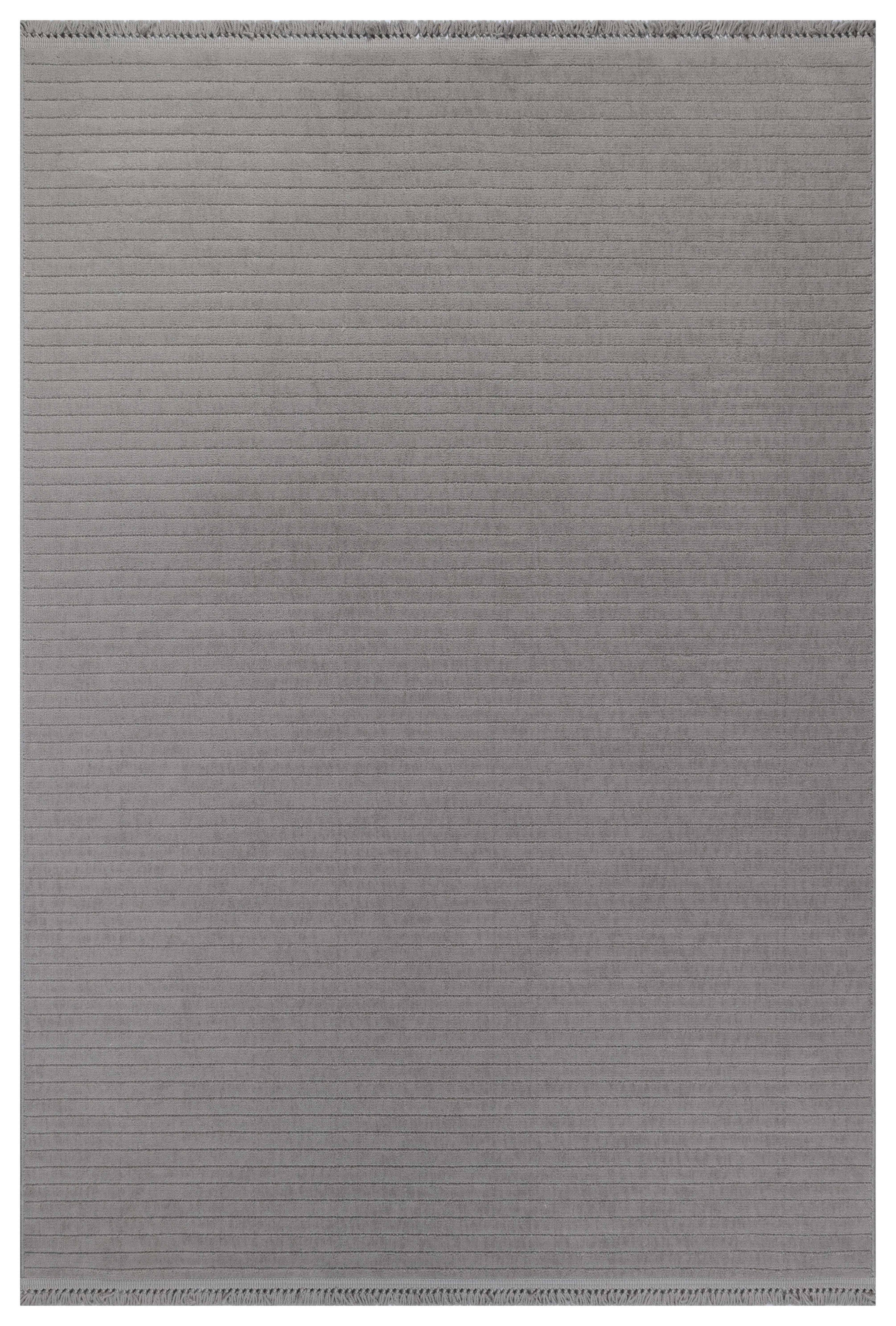 MİLAS T-JP55 ANTRASİT Kabartmalı Modern Geometrik Desenli Salon Koridor Mutfak Halısı