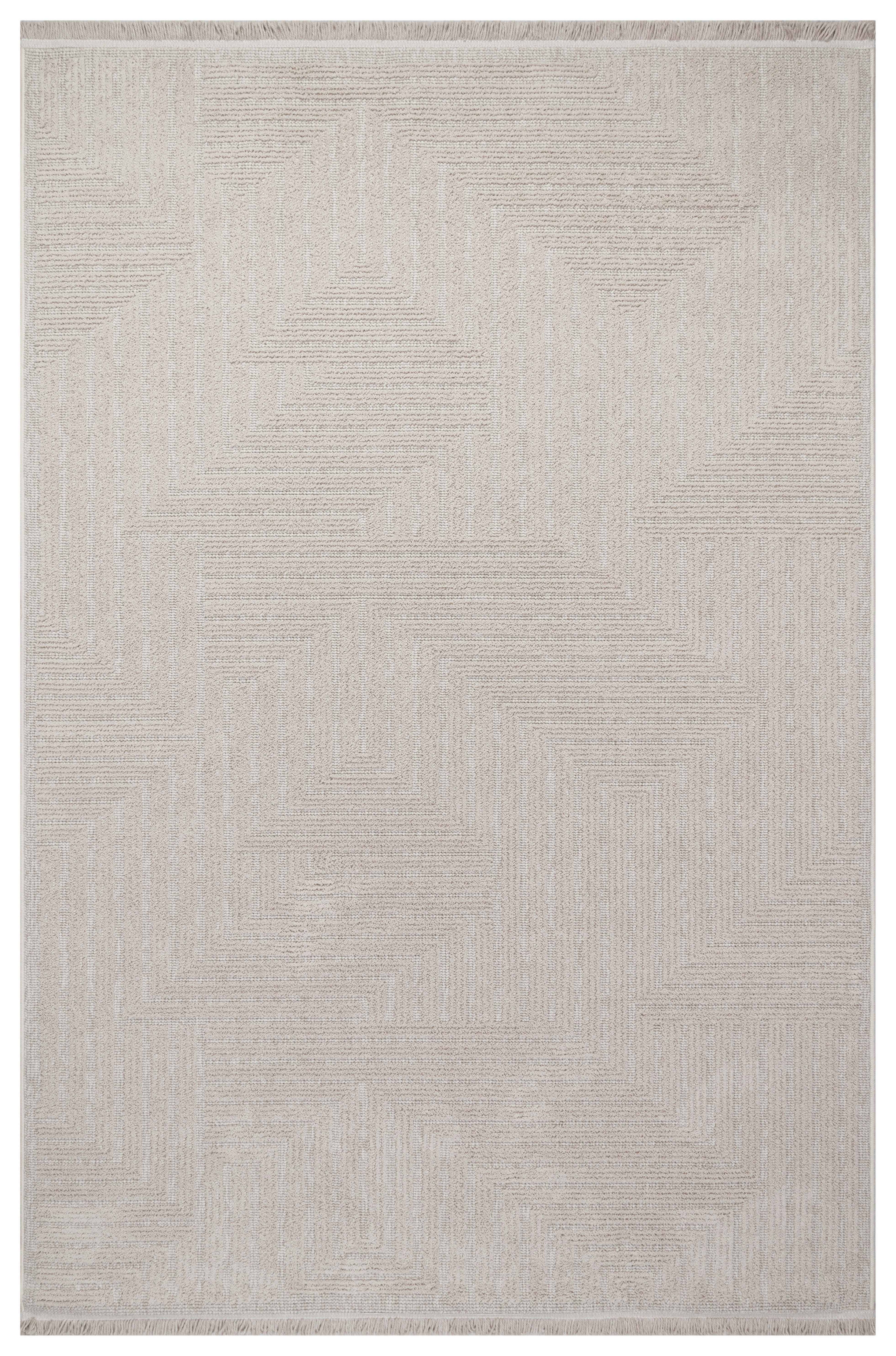 İCON T-LP06 BEJ Modern Geometrik Desenli Salon Koridor Mutfak Halısı