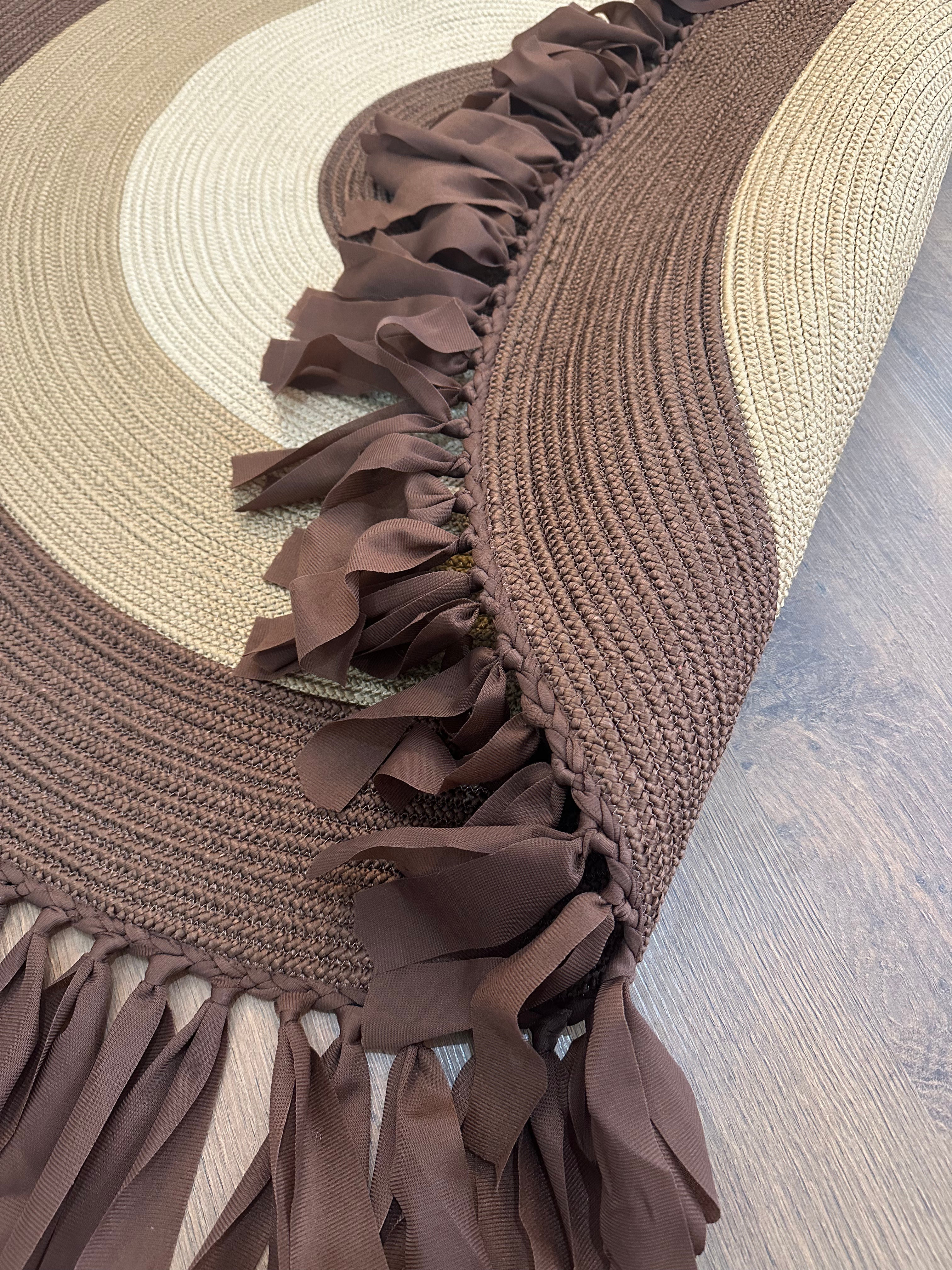 JÜT-221 Elde Dokuma Doğal Jüt Hasır Halı