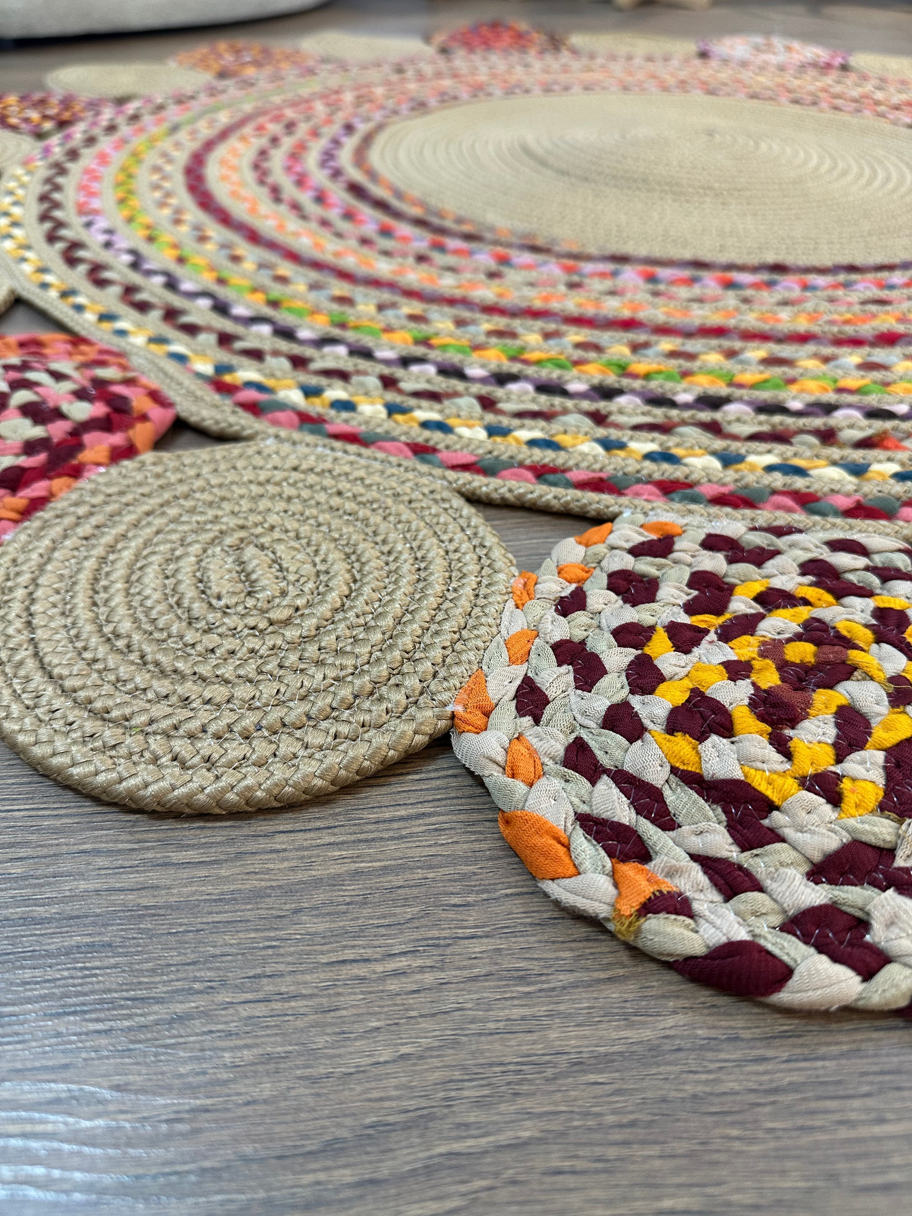 JÜT-RV416 Elde Dokuma Doğal Jüt Hasır Halı