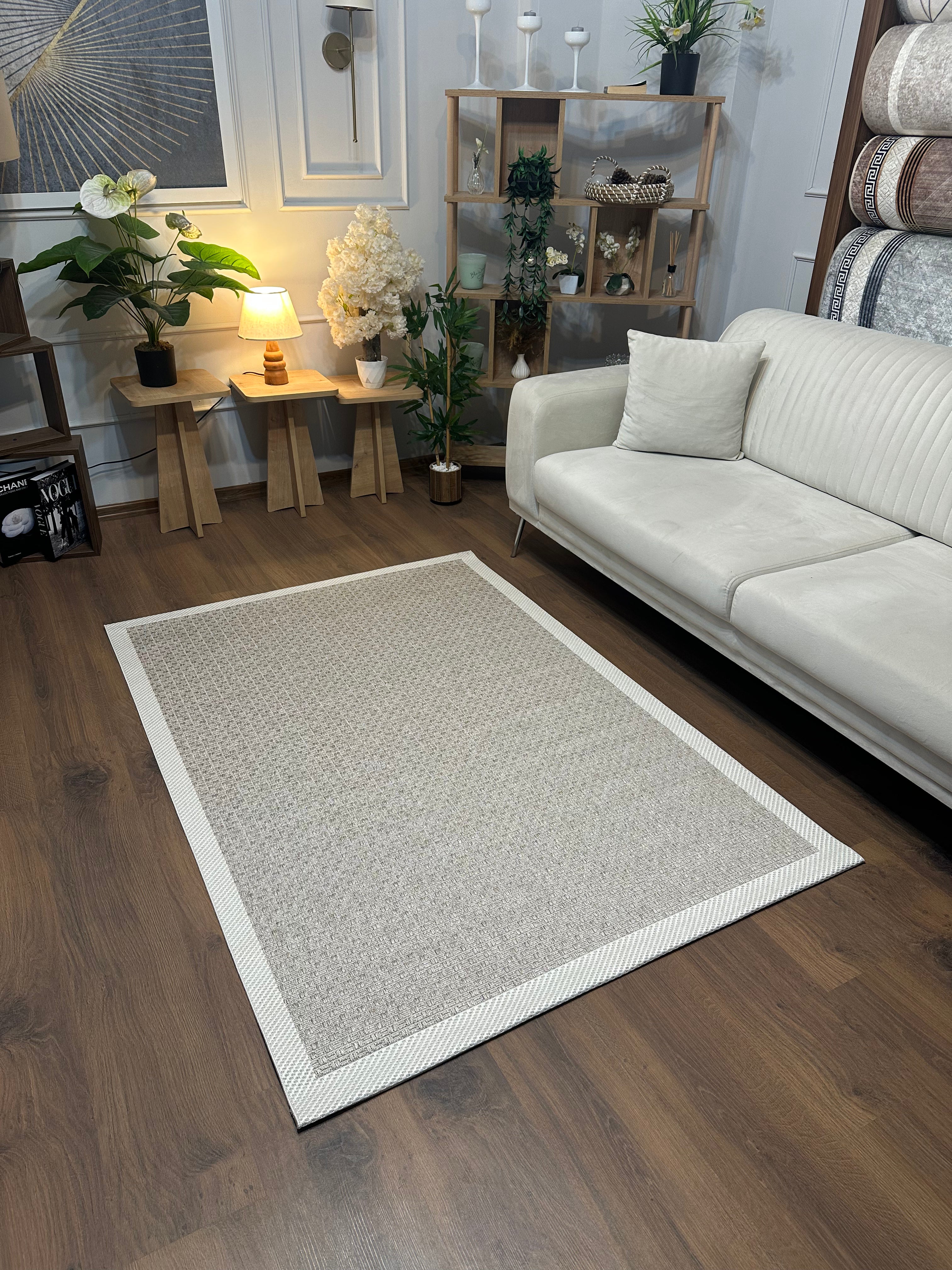SİSAL-C01611 BEJ Jüt Hasır Dokulu Doğal Salon Mutfak Koridor Balkon Halısı