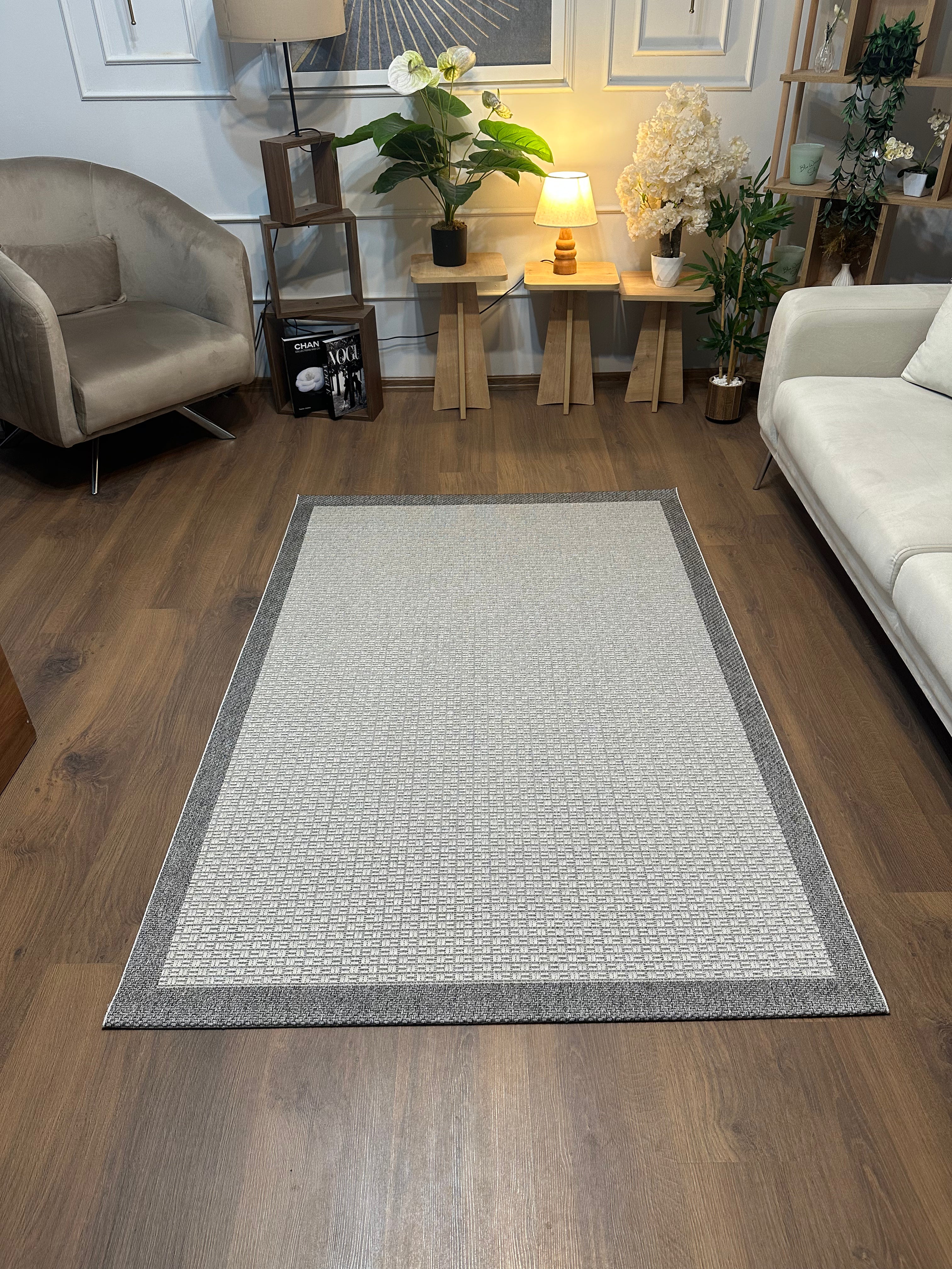 SİSAL-C01611 GRİ Jüt Hasır Dokulu Doğal Salon Mutfak Koridor Balkon Halısı